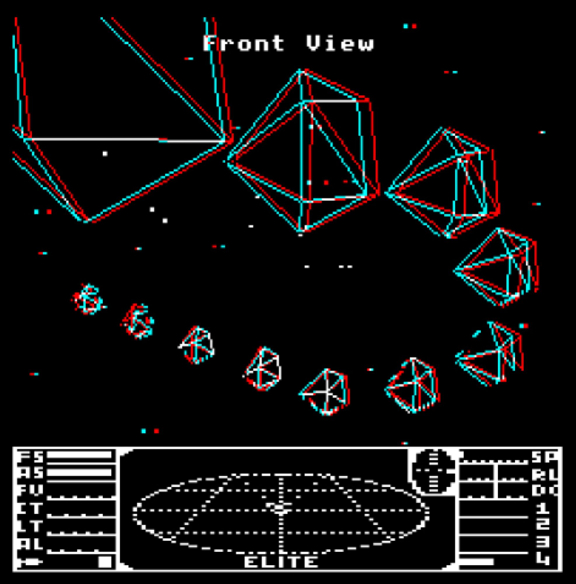 A spiral of asteroids in Elite 3D