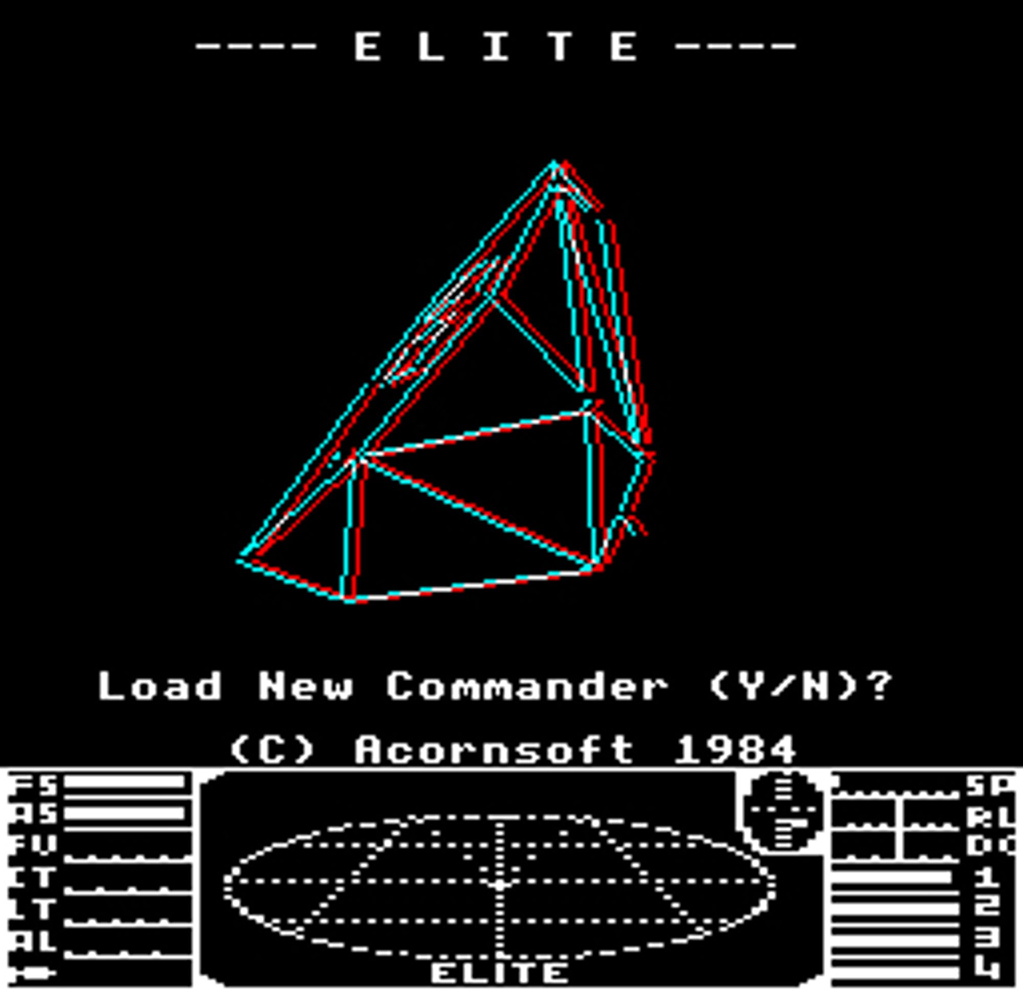 The title screen in Elite 3D