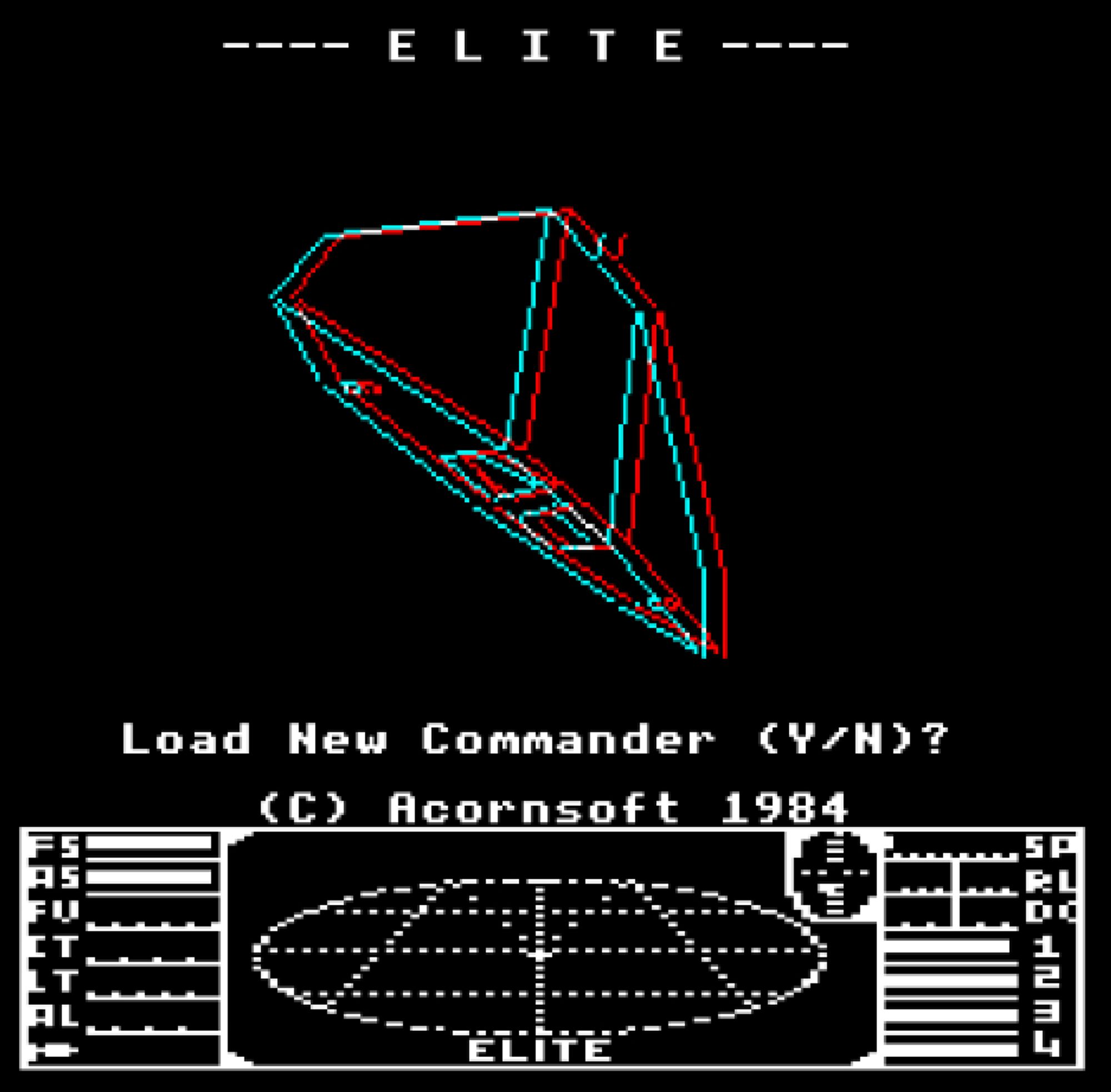 The title screen in Elite 3D