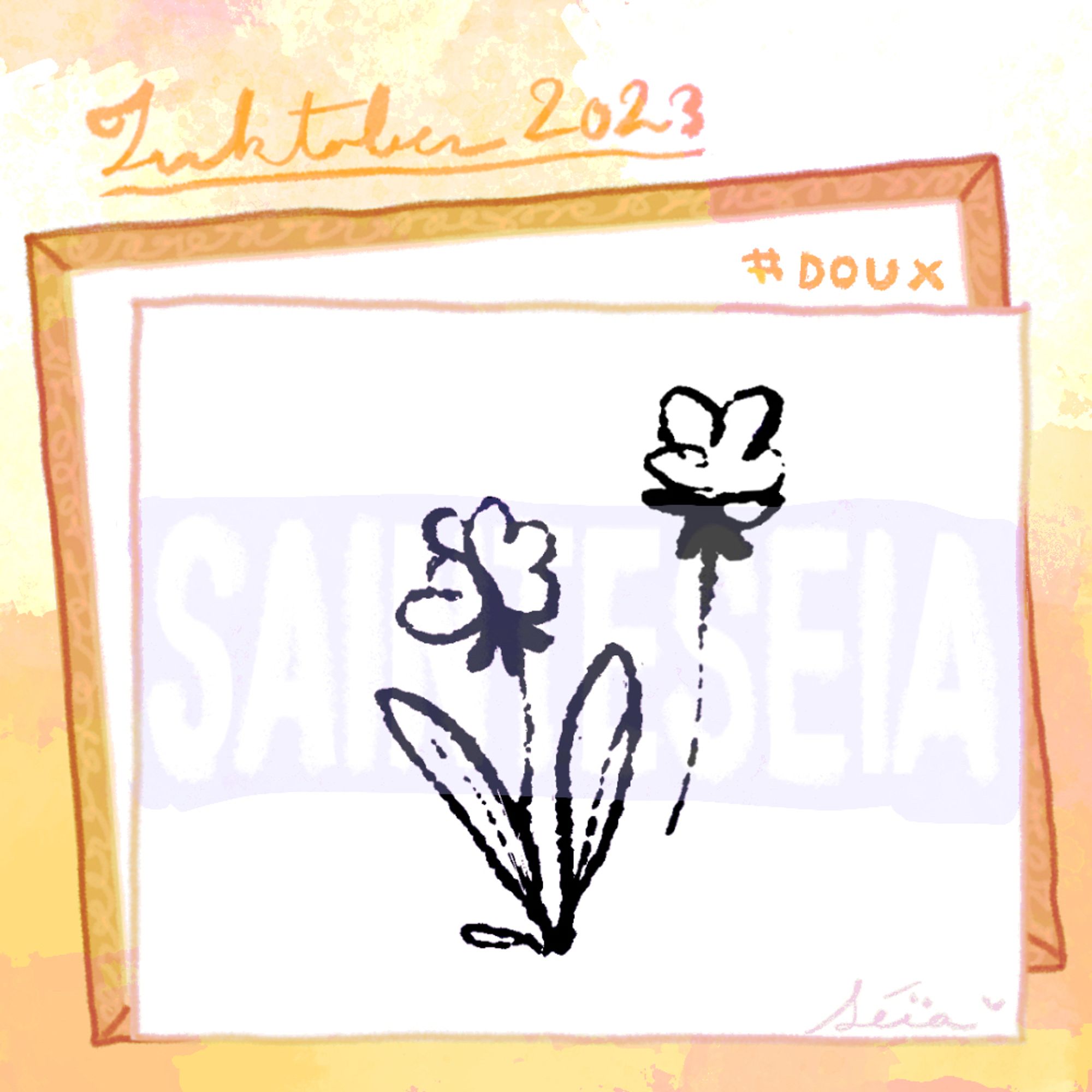 tattoo design with the theme "soft". It's a kind of cotton flower, there are 2 of them