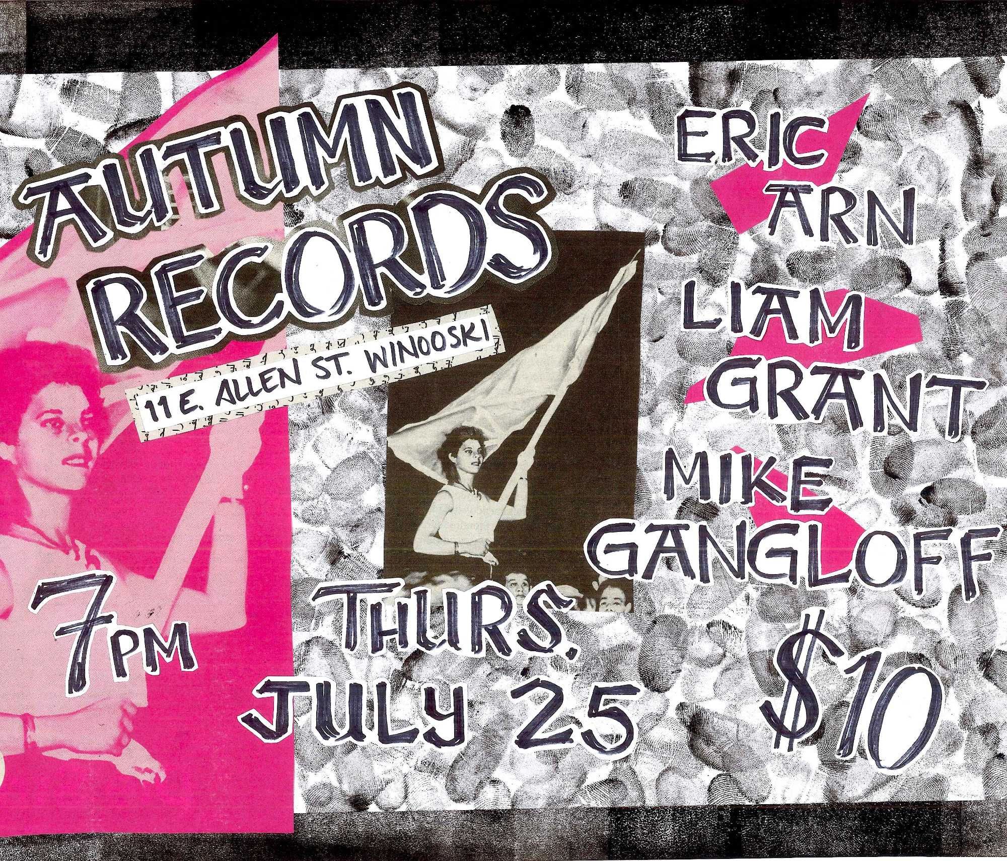 show flyer eric arn at autumn records, winooski on 25 july