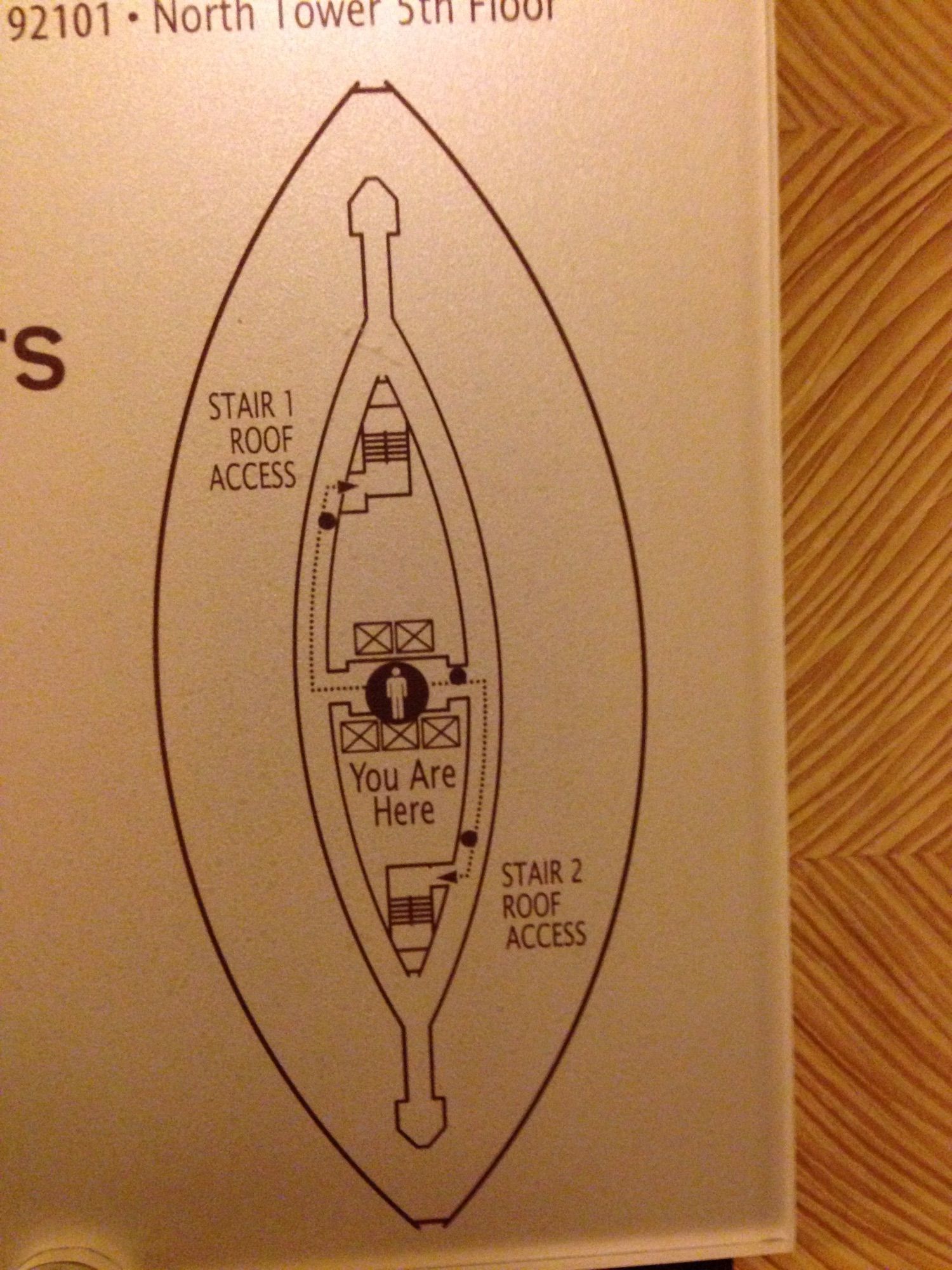 This is the fire safety map from a hotel in San Diego. Did they show the architectural design for this place to a single 13 year old boy? This could have been avoided so easily.