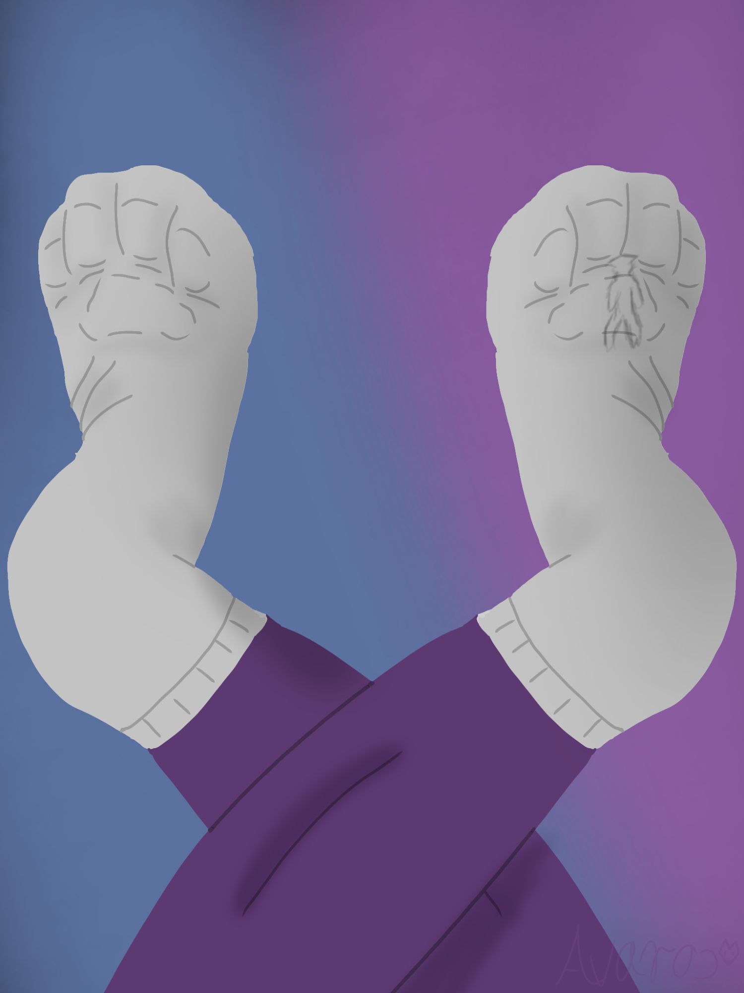 Drawing of two socked paws, with one of them having micro inside