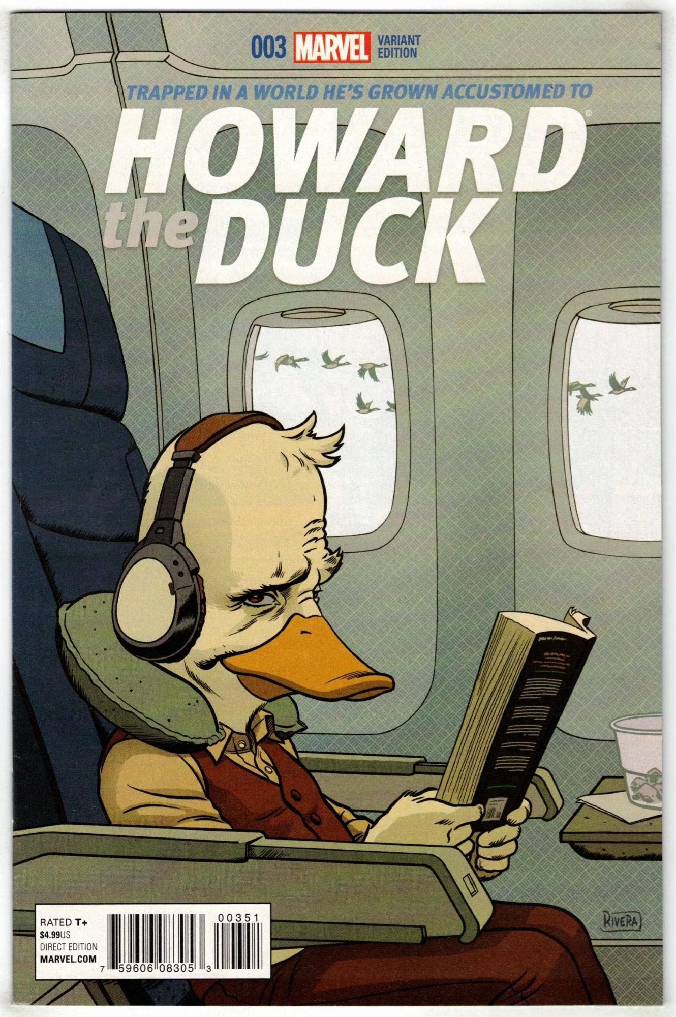 Paolo Rivera draws Howard the Duck flying…in an airplane