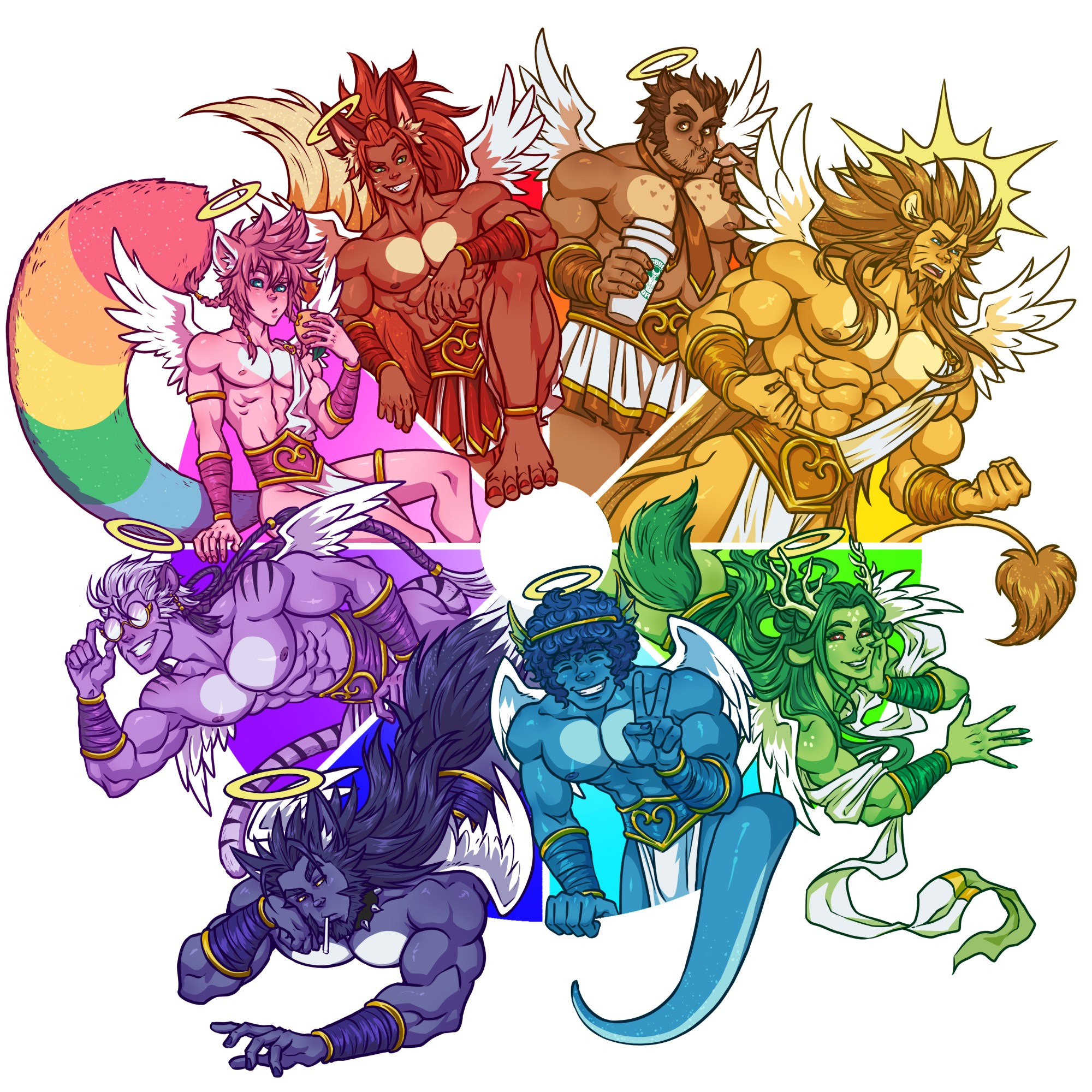 The color wheel meme featuring the Guardian Faeries from the Cabaret Bara comics.