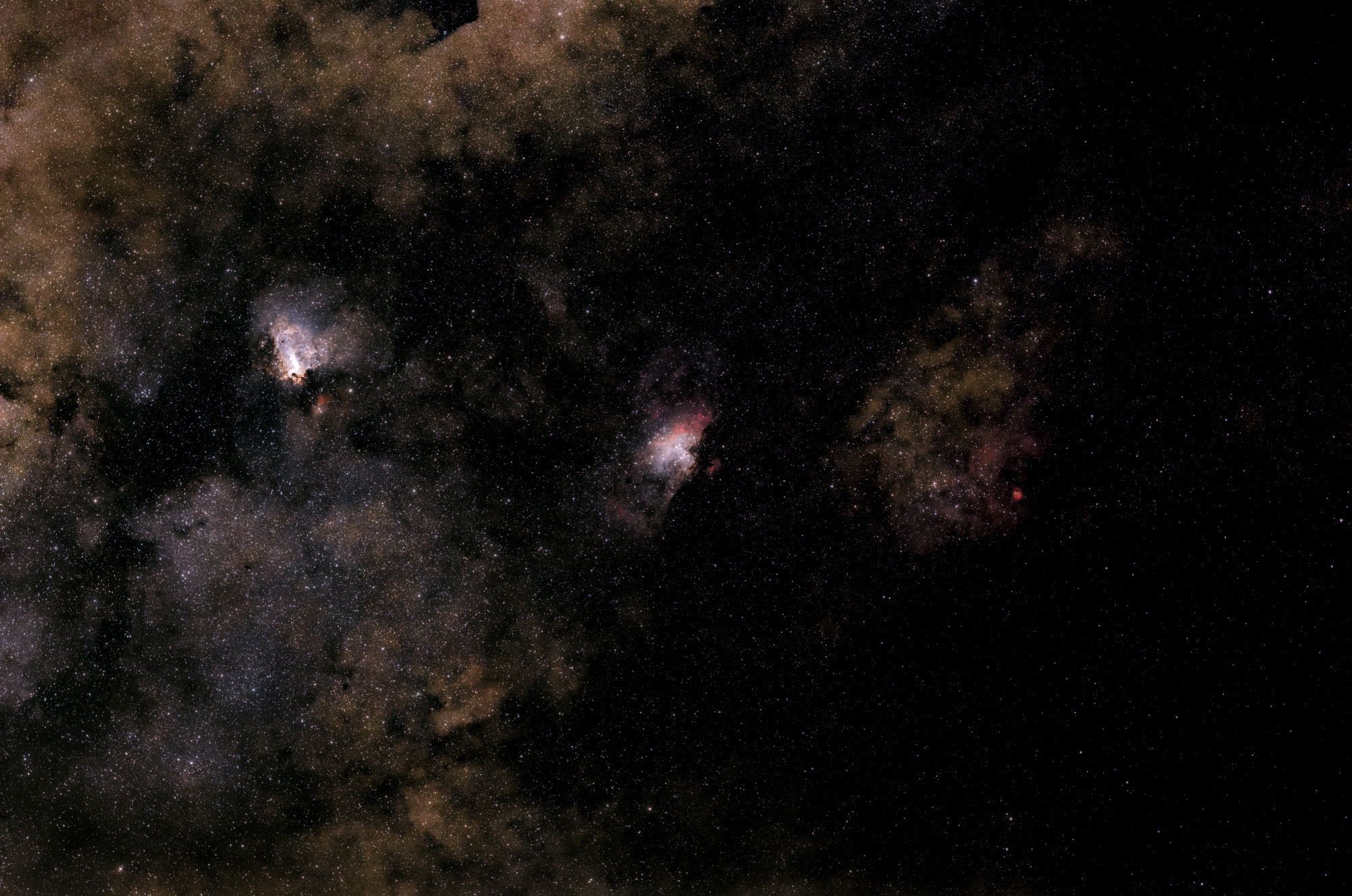 Wide field shot of Eagle (center) & Omega nebulae