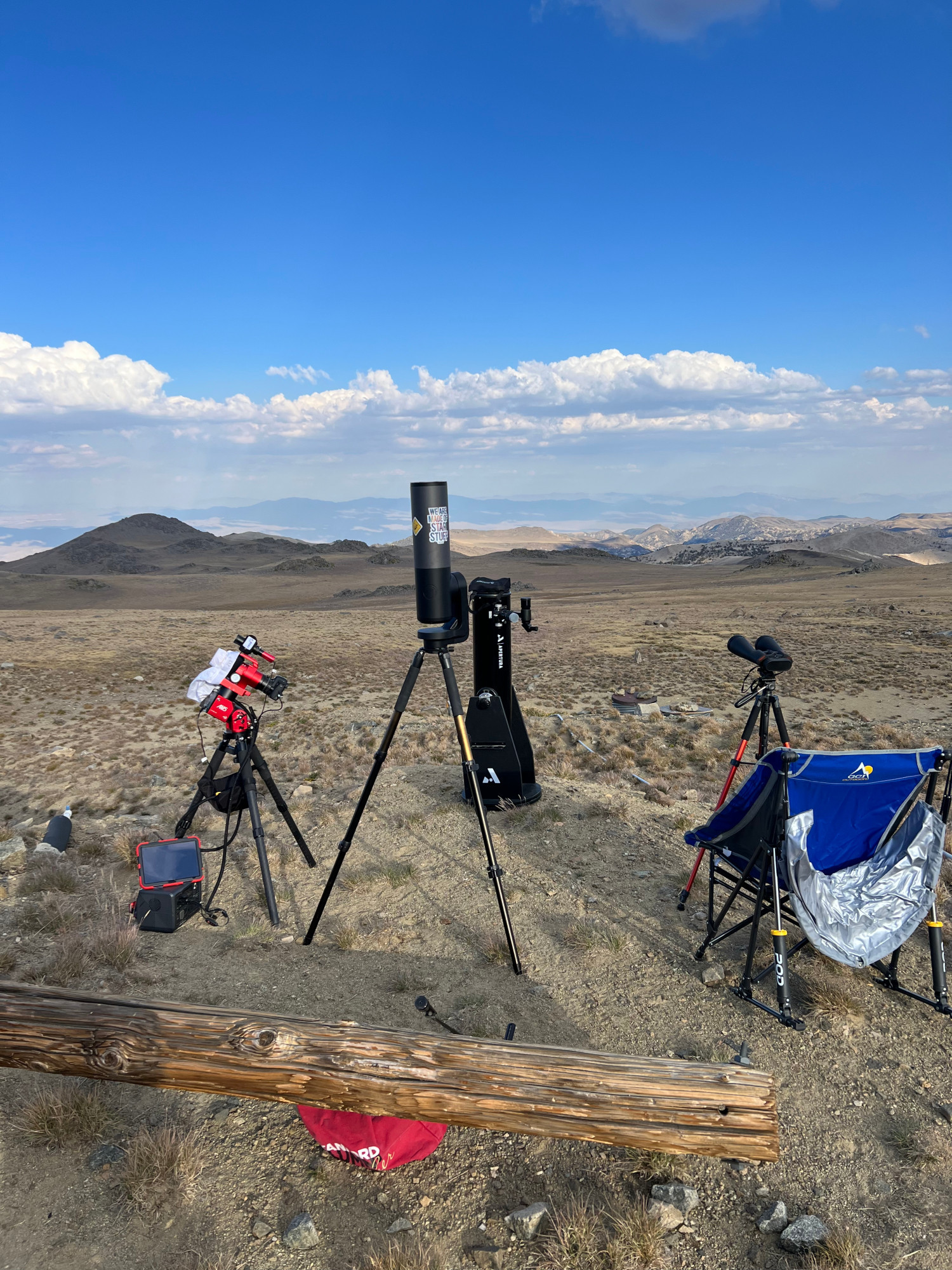 My setup with 3 telescopes & a pair of binoculars