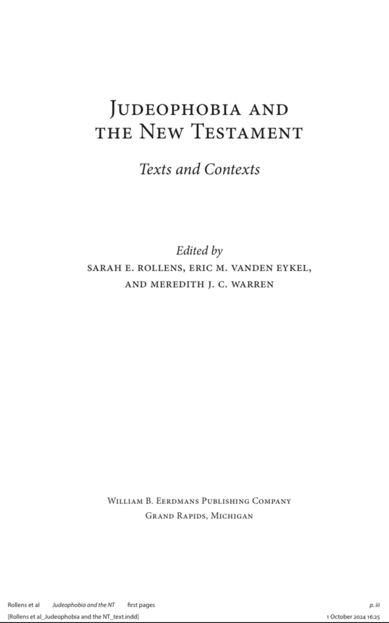 Title page: Judeophobia and the New Testament