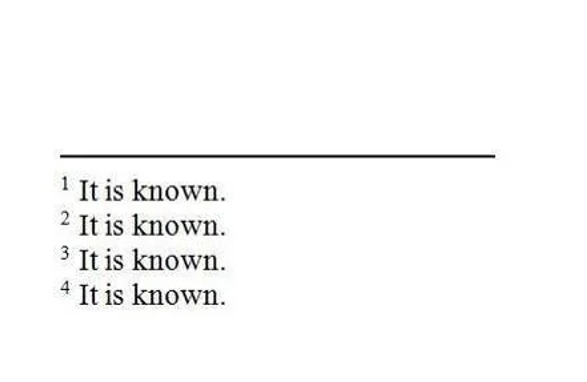 A set of 4 footnote citations. All 4 of them reading "It is known."