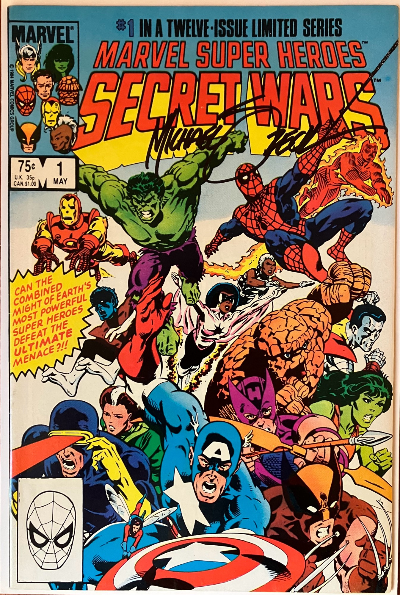 Secret Wars #1, cover art by Mick Zeck. Signed my the man himself. 