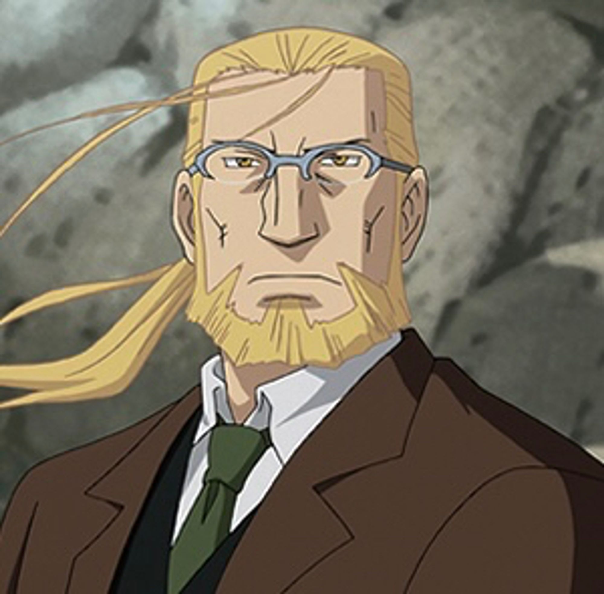 Van Hohenheim, as seen in Fullmetal Alchemist: Brotherhood, looking very intimidating and badass.