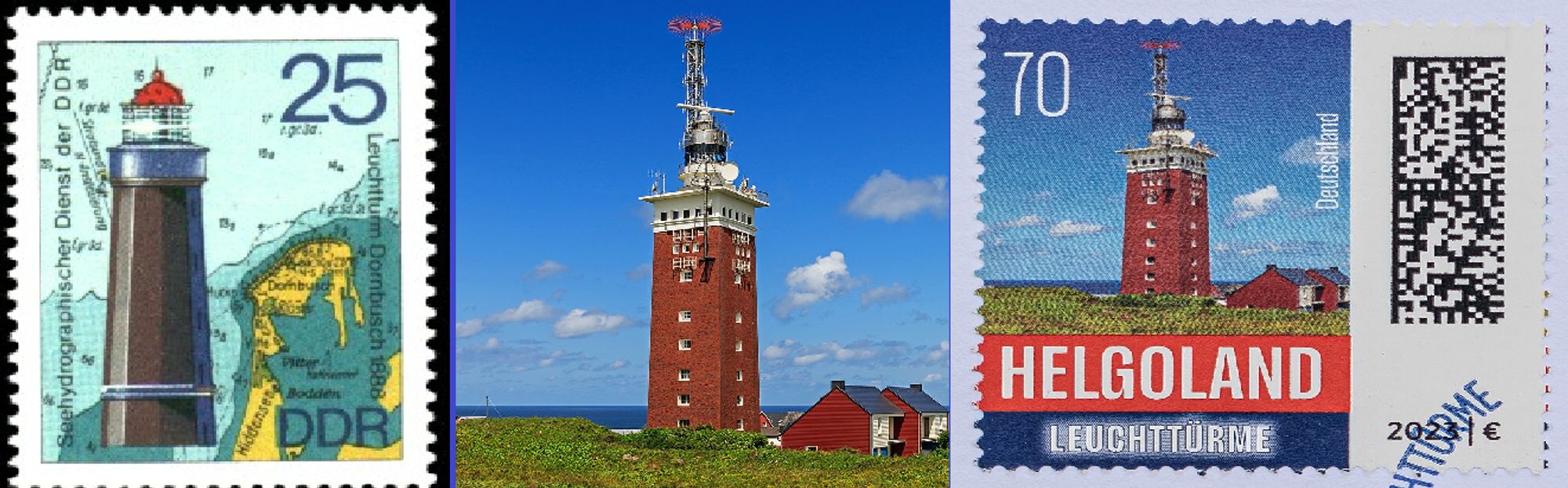 Dornbusch Leuchtturm
Helgoland Leuchtturm
Briefmarken Echtpost

Bild Helgoland
Leuchtturm mit Reihenhaus und Sonderausstattung
Helgoland, Deutschland
A.Savin CC3.0

Da Briefmarken überall kleben - Gemeinfrei