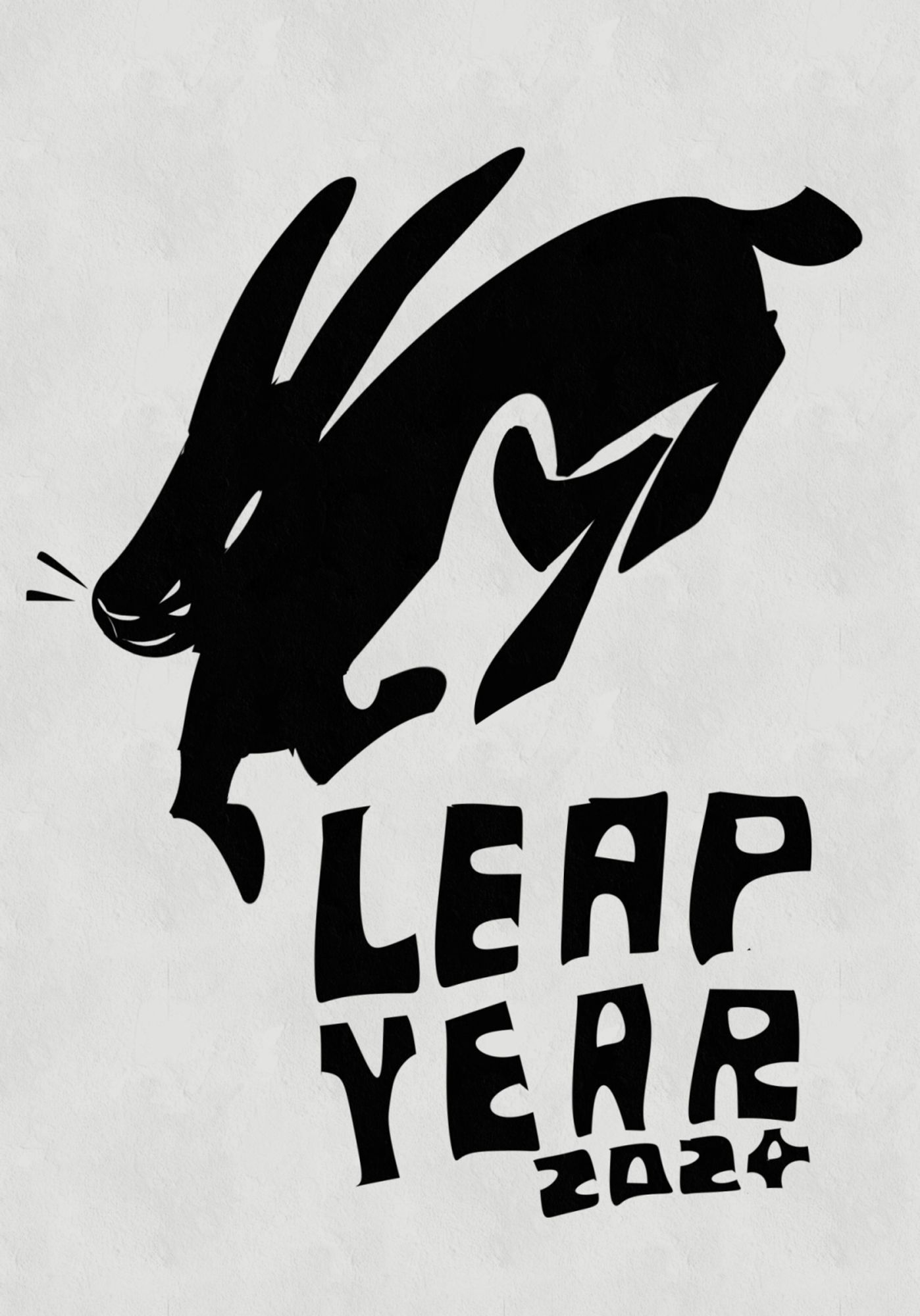 a rabbit leaps over the text "LEAP YEAR"