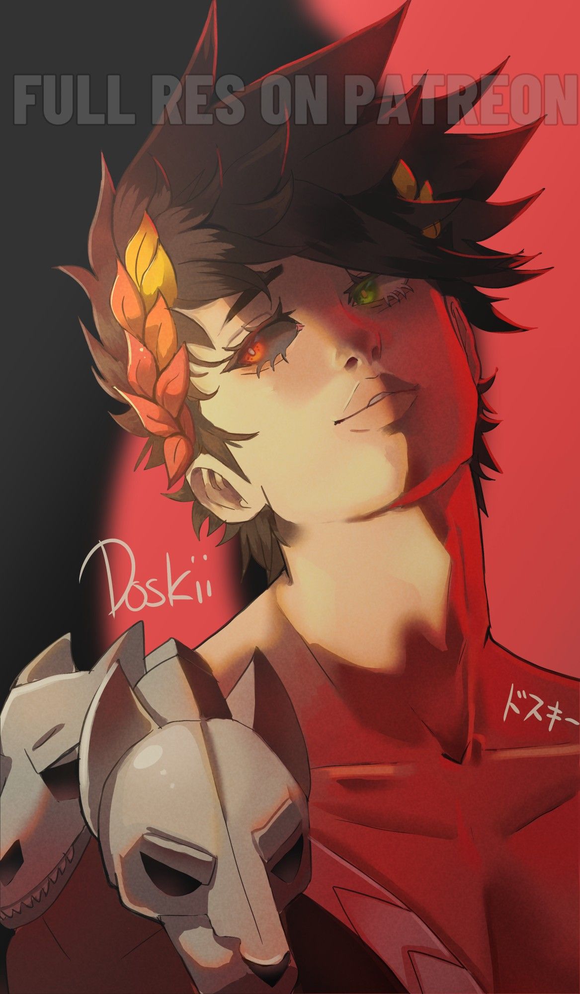 Zagreus from Hades; The lighting is red hinted with some sunlight