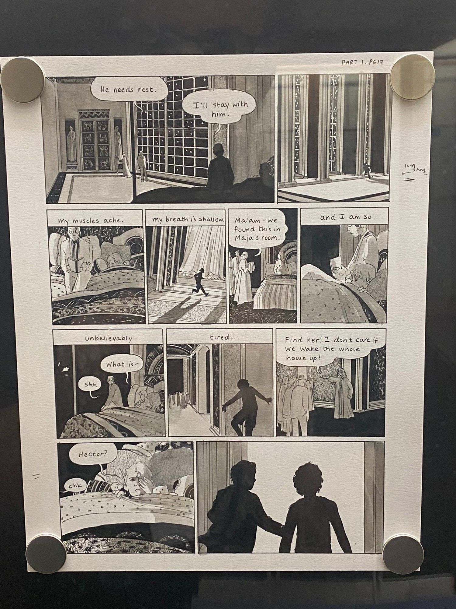 Full page of panels in black and white by Tillie Walden.