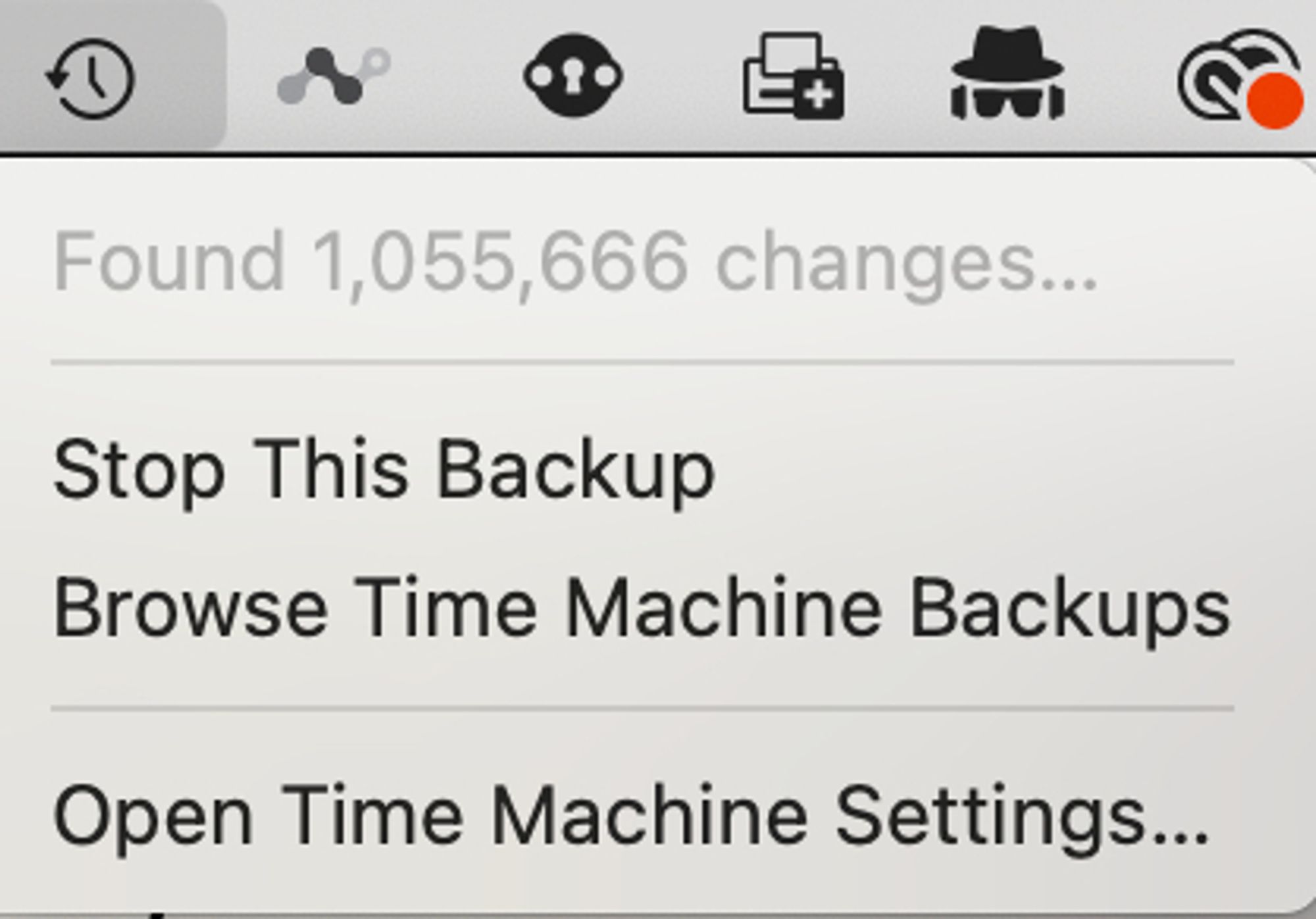 TimeMachine thinks there are over 1M changed files. LOL.