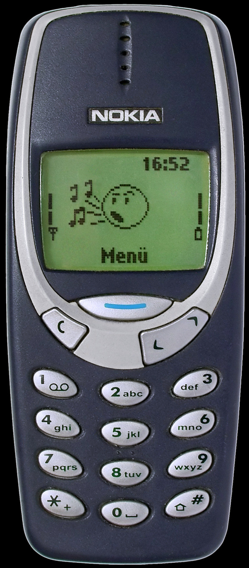 A Nokia 3310, the most popular phone 25 years ago, which has only a standard phone keypad and a few extra buttons