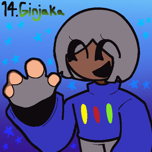 A digital doodle of Playrobot in Ginjaka form/Humanization.