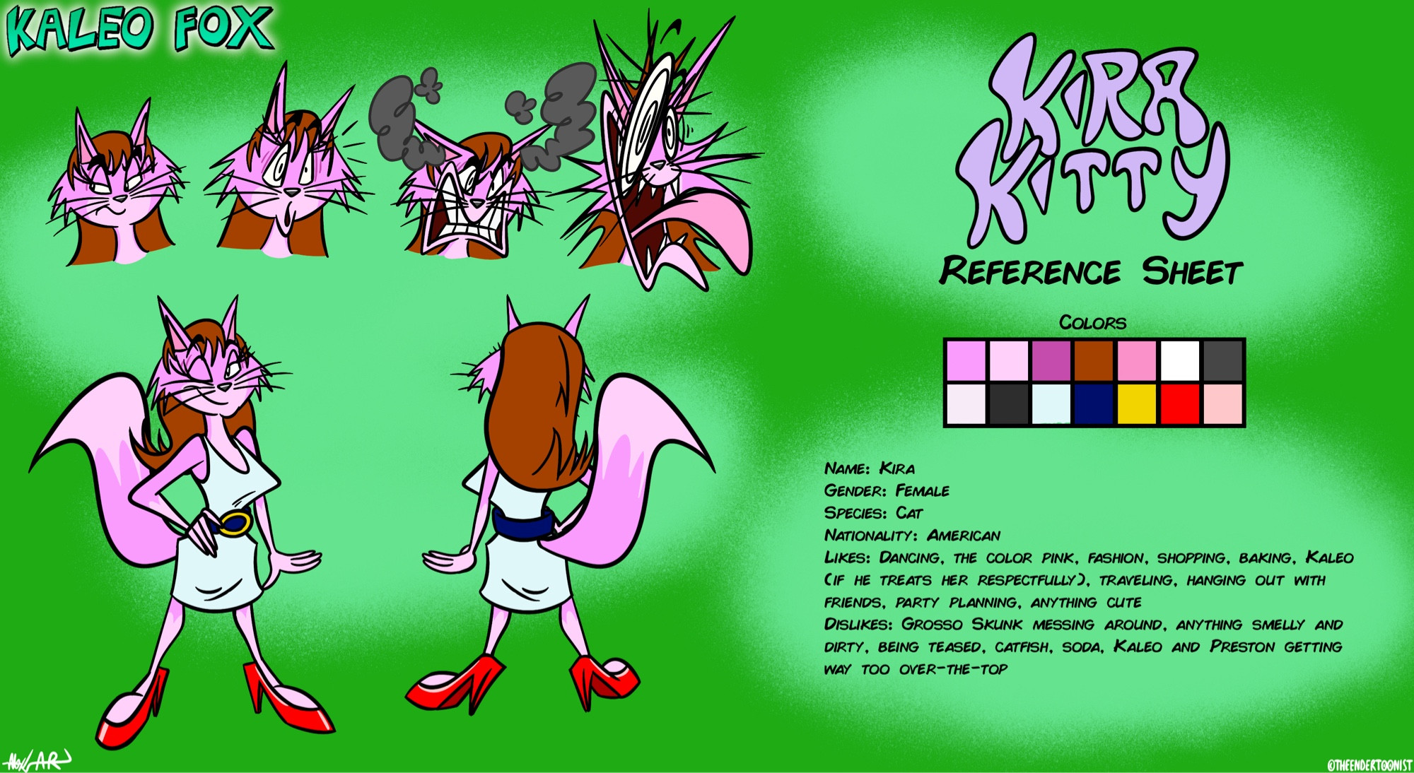 Finally gave this reference sheet a nothing-but-new update, starring Kira Kitty, Kaleo Fox’s crush! I’m making sure her design and character would be worth it in the end.