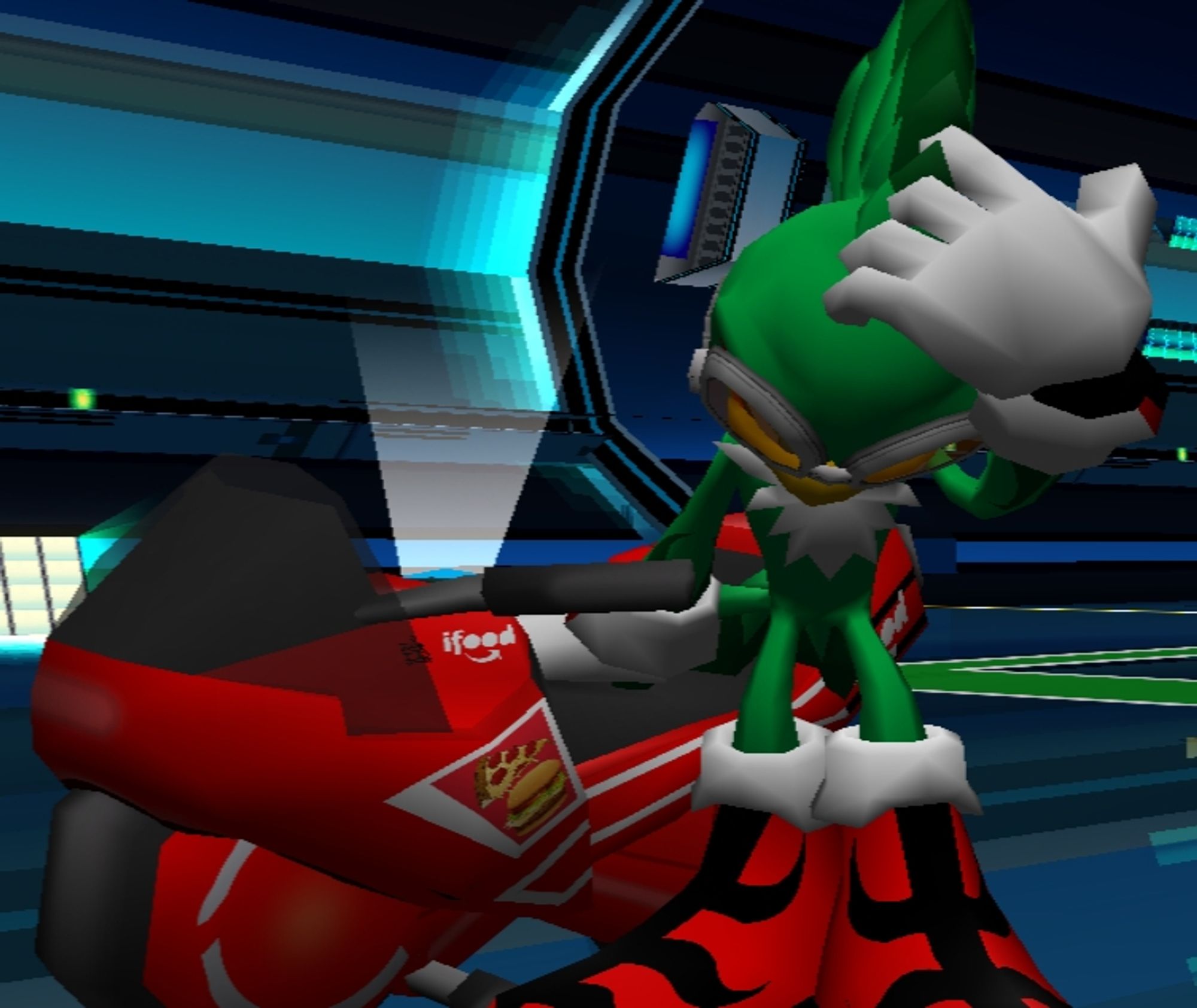 Jet The Hawk simplesmente babadeiro e sua moto fodastica do Ifood no jogo Sonic Riders