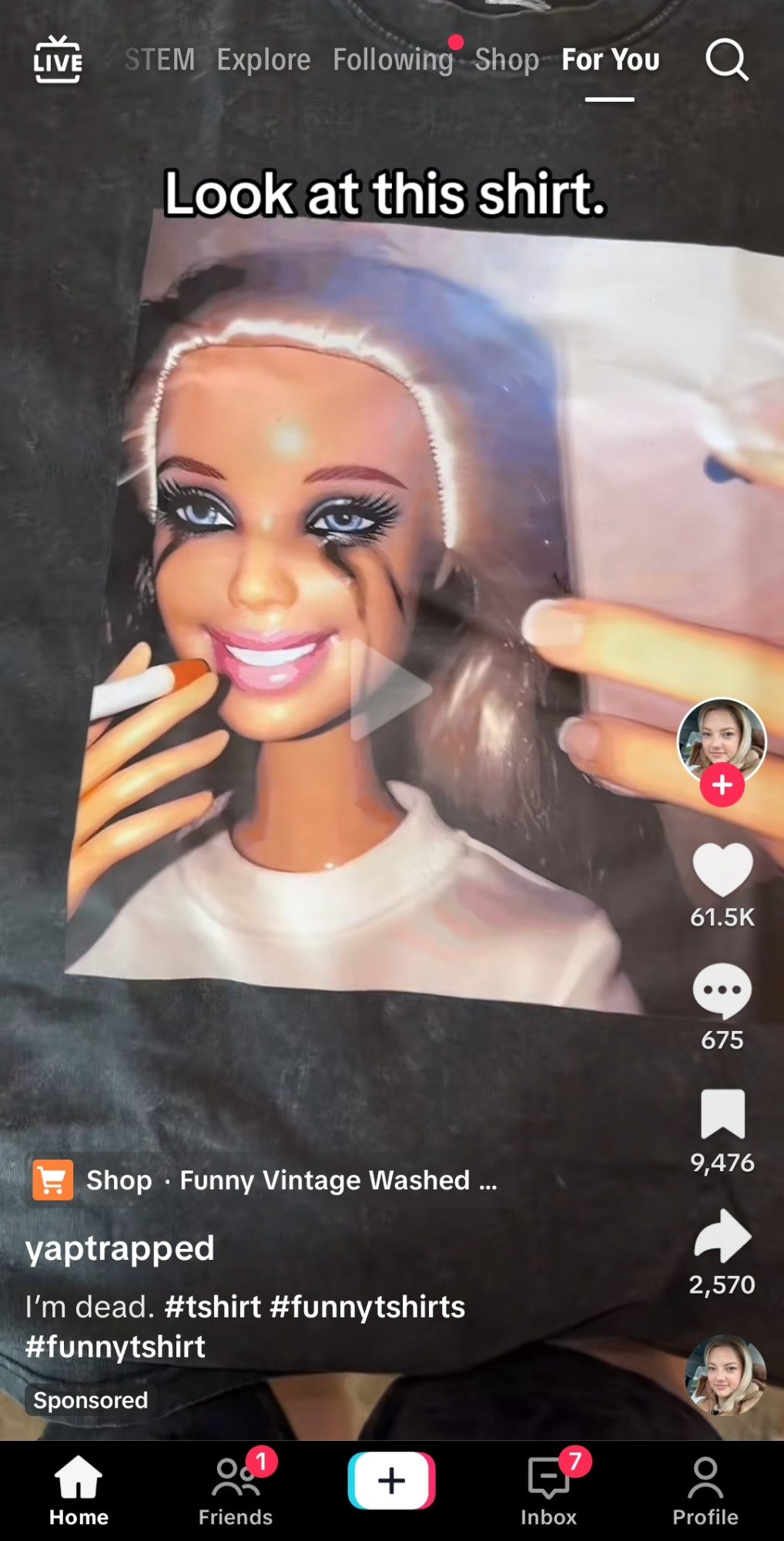 Tee shirt with stressed barbie