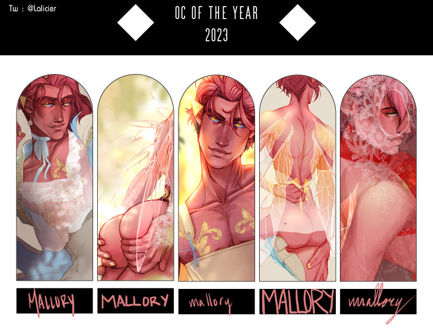 oc of the year prompt from twitter, where each of the five available slots are just filled with the same oc that i shower with all of my love and attention !!!