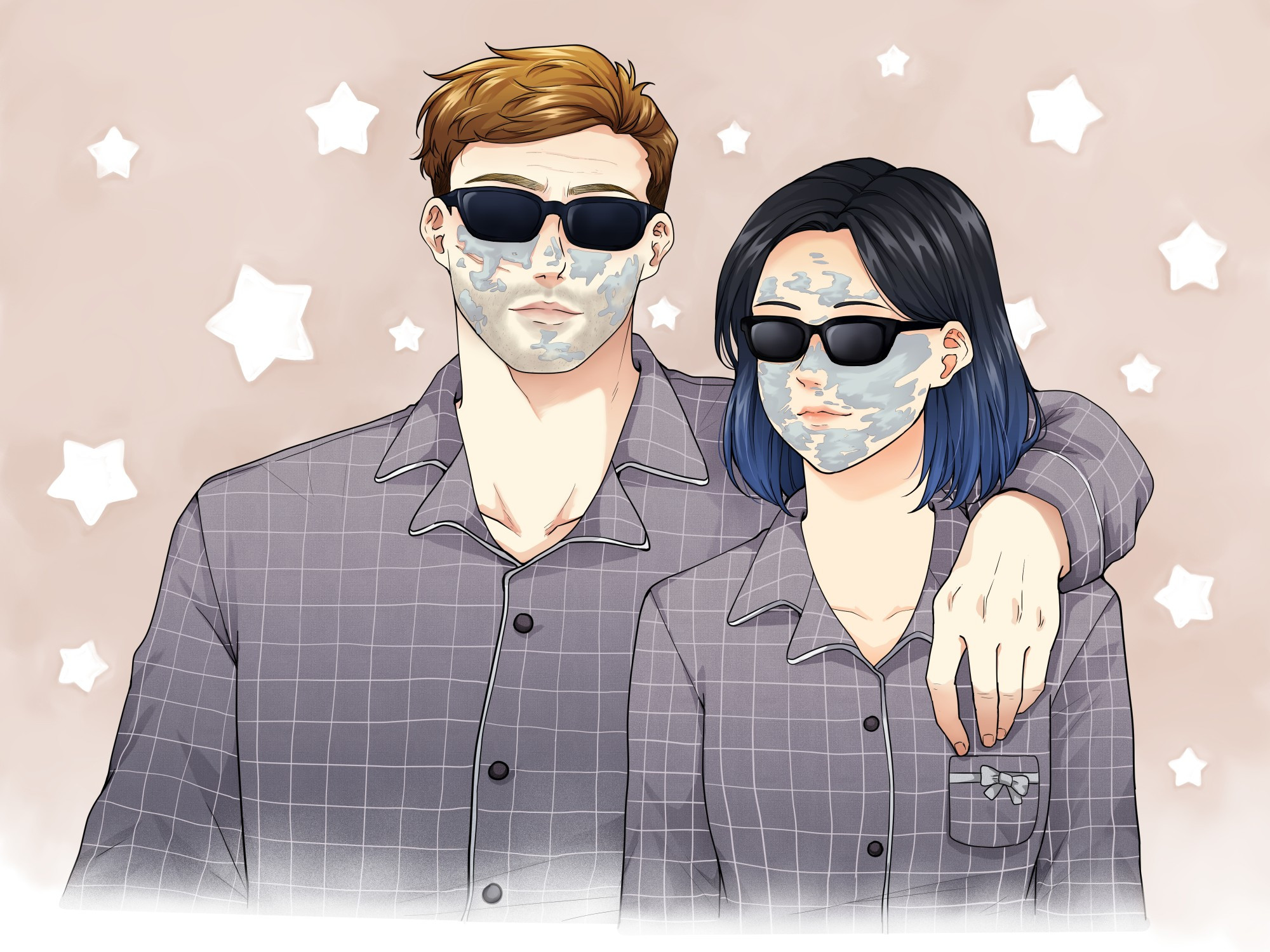 This art of me and Graves wearing skincare together. Made by @Artleita on twitter/X