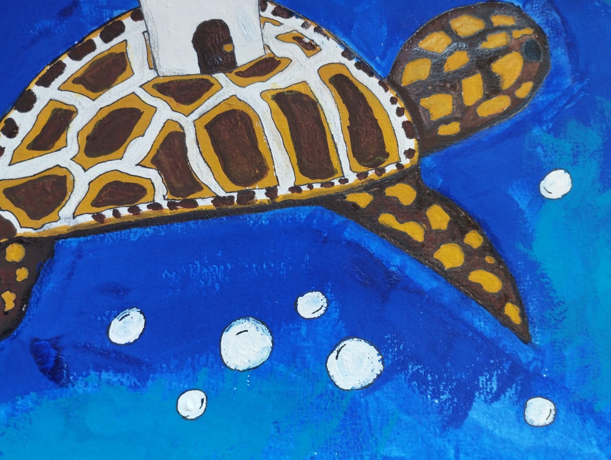 Peinture d'une tortue avec une maison champignon sur le dos