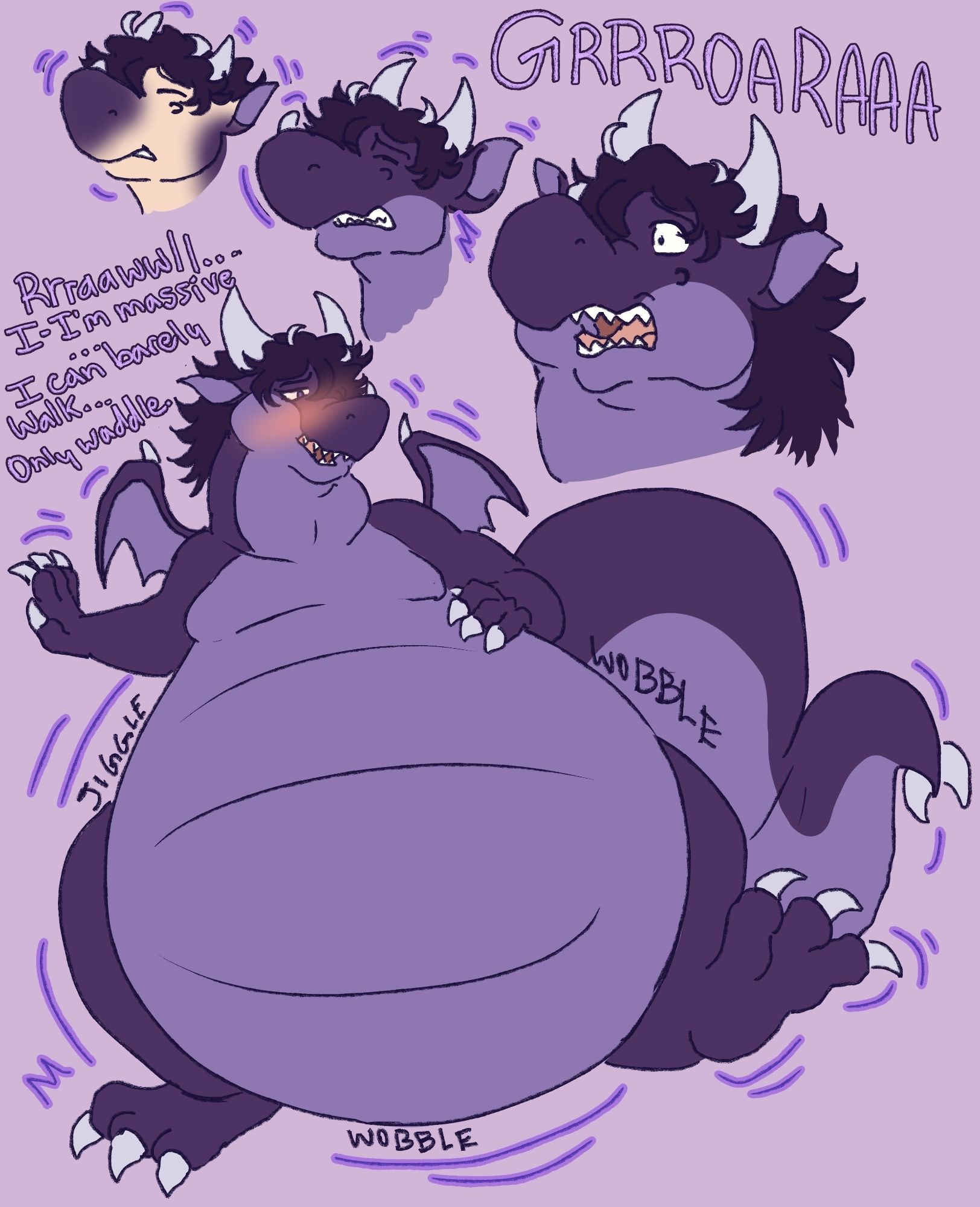 TF / Transformation / Weight Gain 
The half-elf is full turned into the pear-shaped dragon and it's quite an embarrassing time for him!