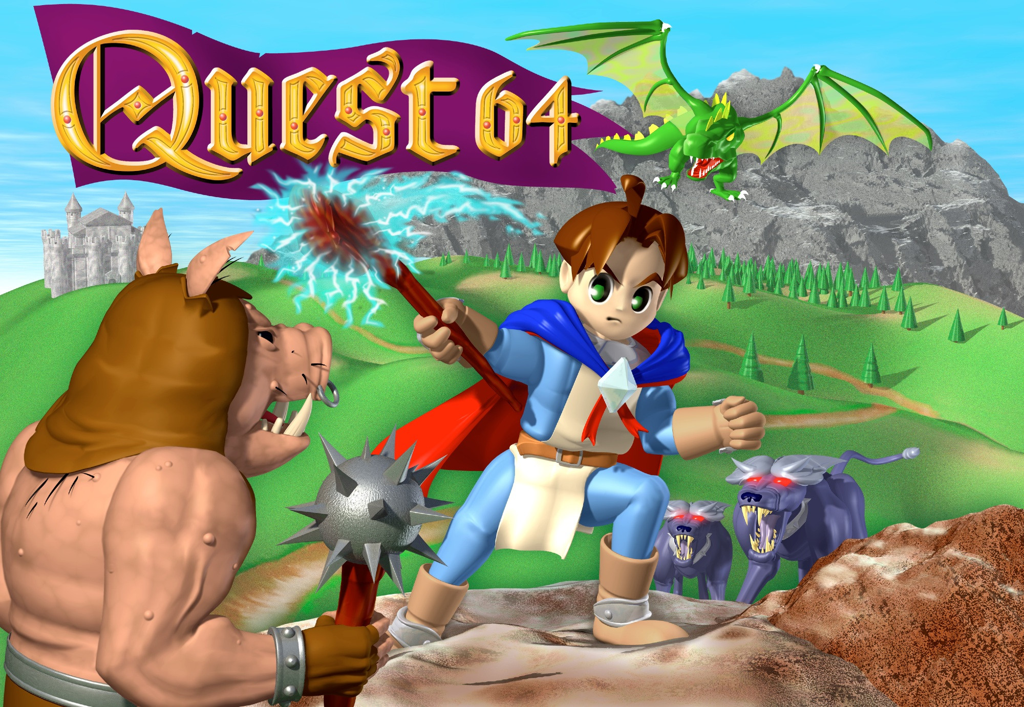 The key art for Quest 64 at 600dpi.