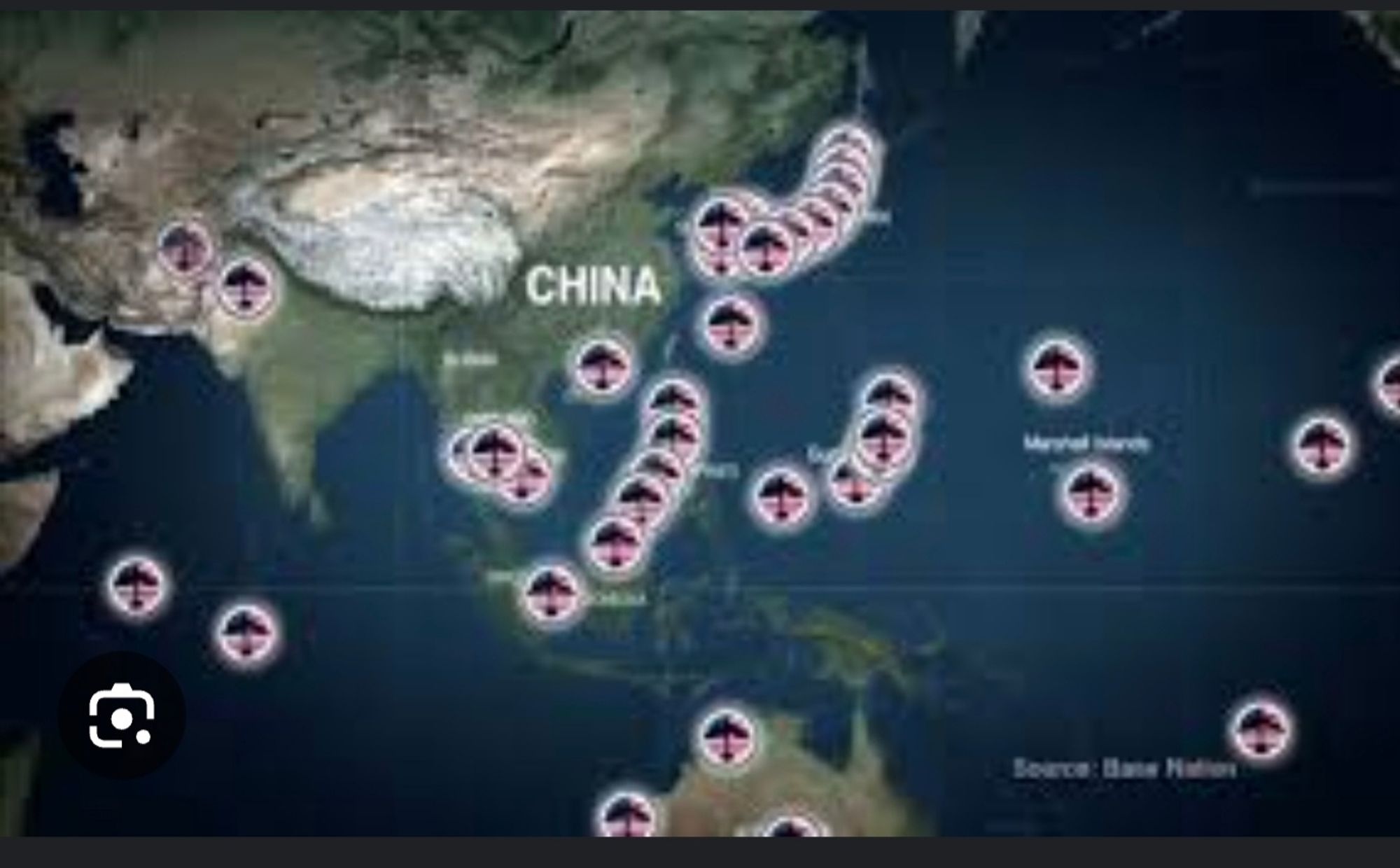 A map depicting US military encirclement of China.