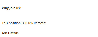 Why join us?


This position is 100% remote!

Job Details
