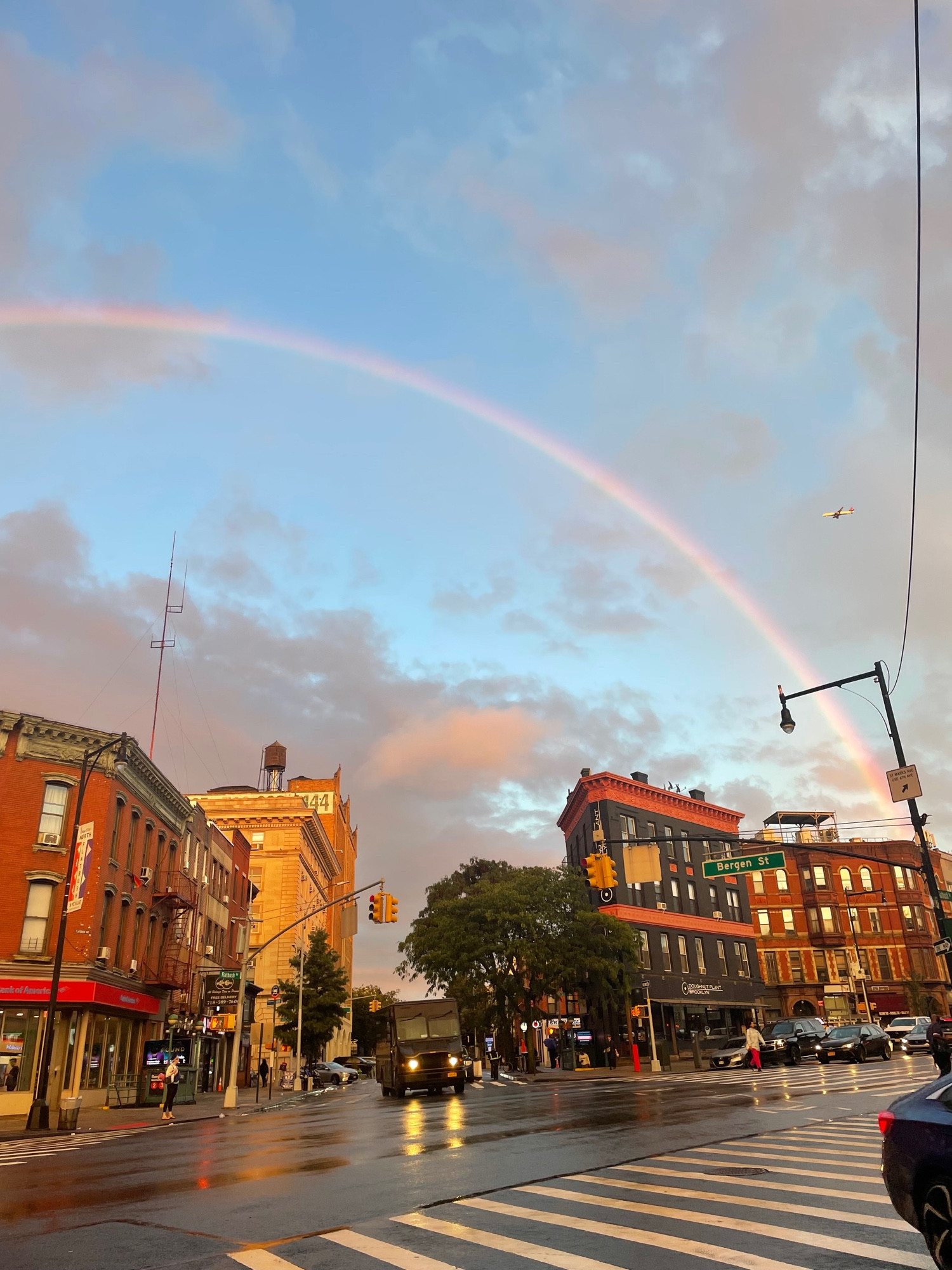 rainbow over brooklyn streets