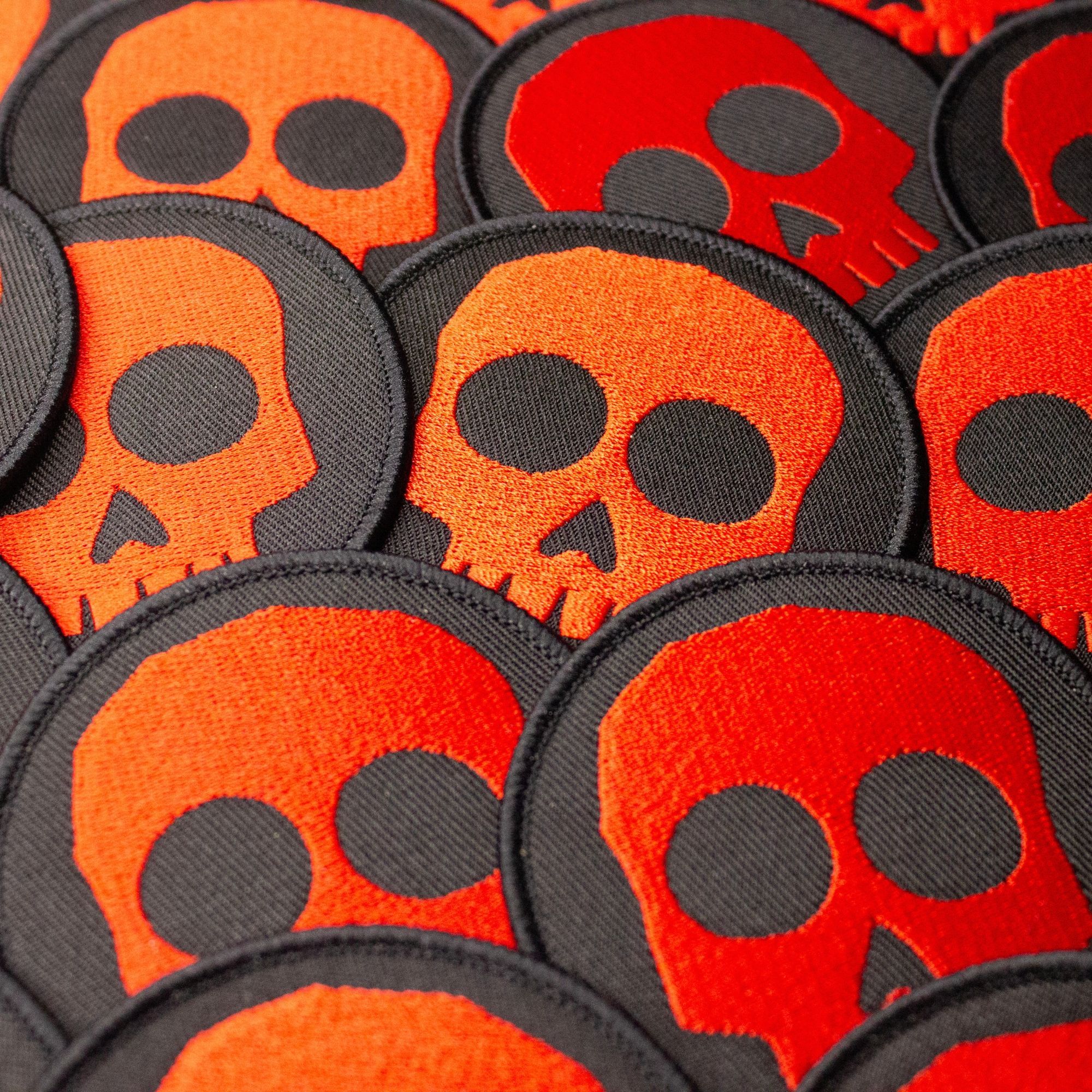 3" Red Skull Embroidered Patch