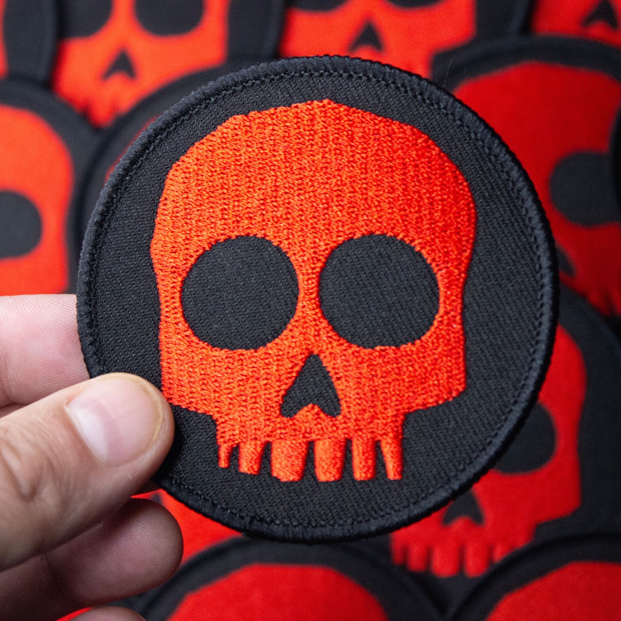 3" Red Skull Embroidered Patch