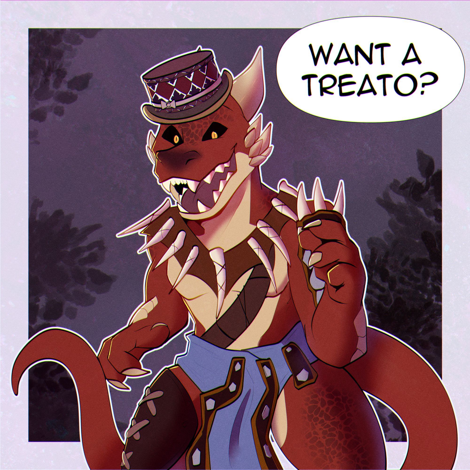 koboldart #kobold #popperthekobold #baldursgate3 #baldursgate3spoilers #art #fanart #digitalart  Popper the Kobold from Baldur's Gate 3 with the text "Want a treato?" in the corner