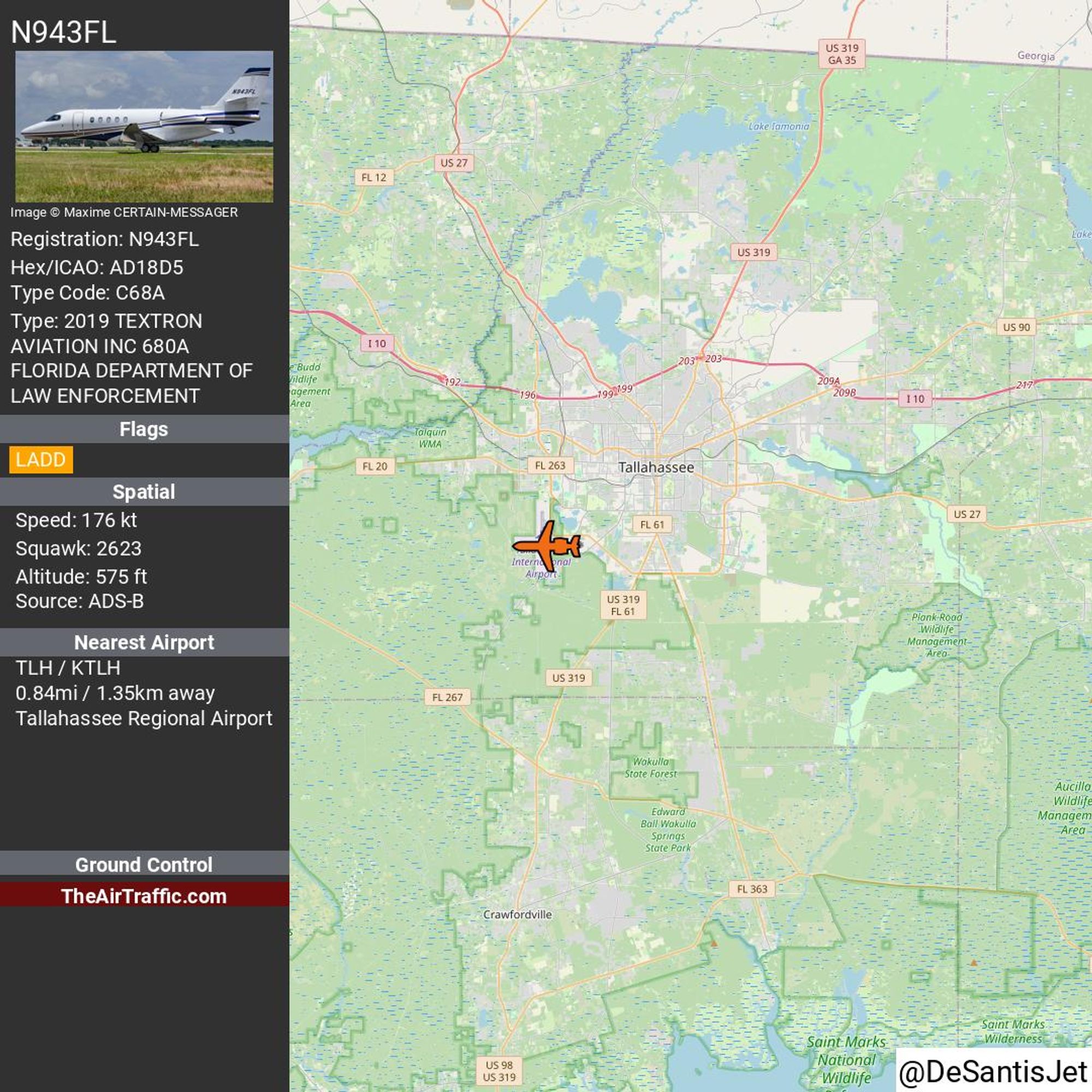 Reg: N943FL On Ground: False Alt: 575 Last Contact: 0:00:00.100680 Trigger: no longer on ground