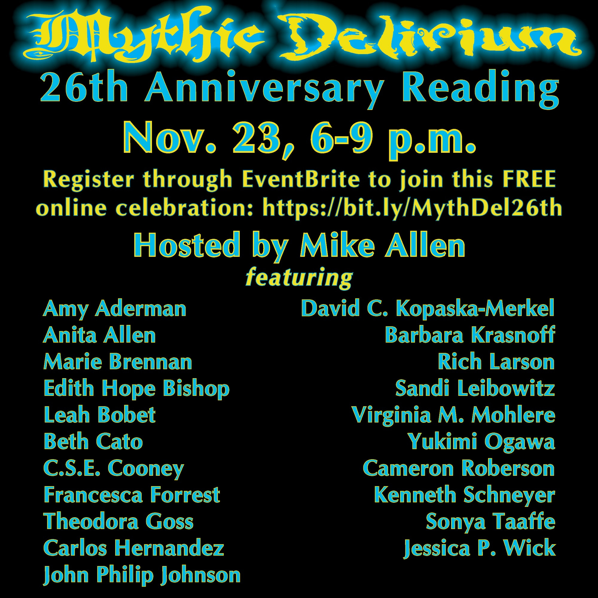 Mythic Delirium, 26th Anniversary Reading
