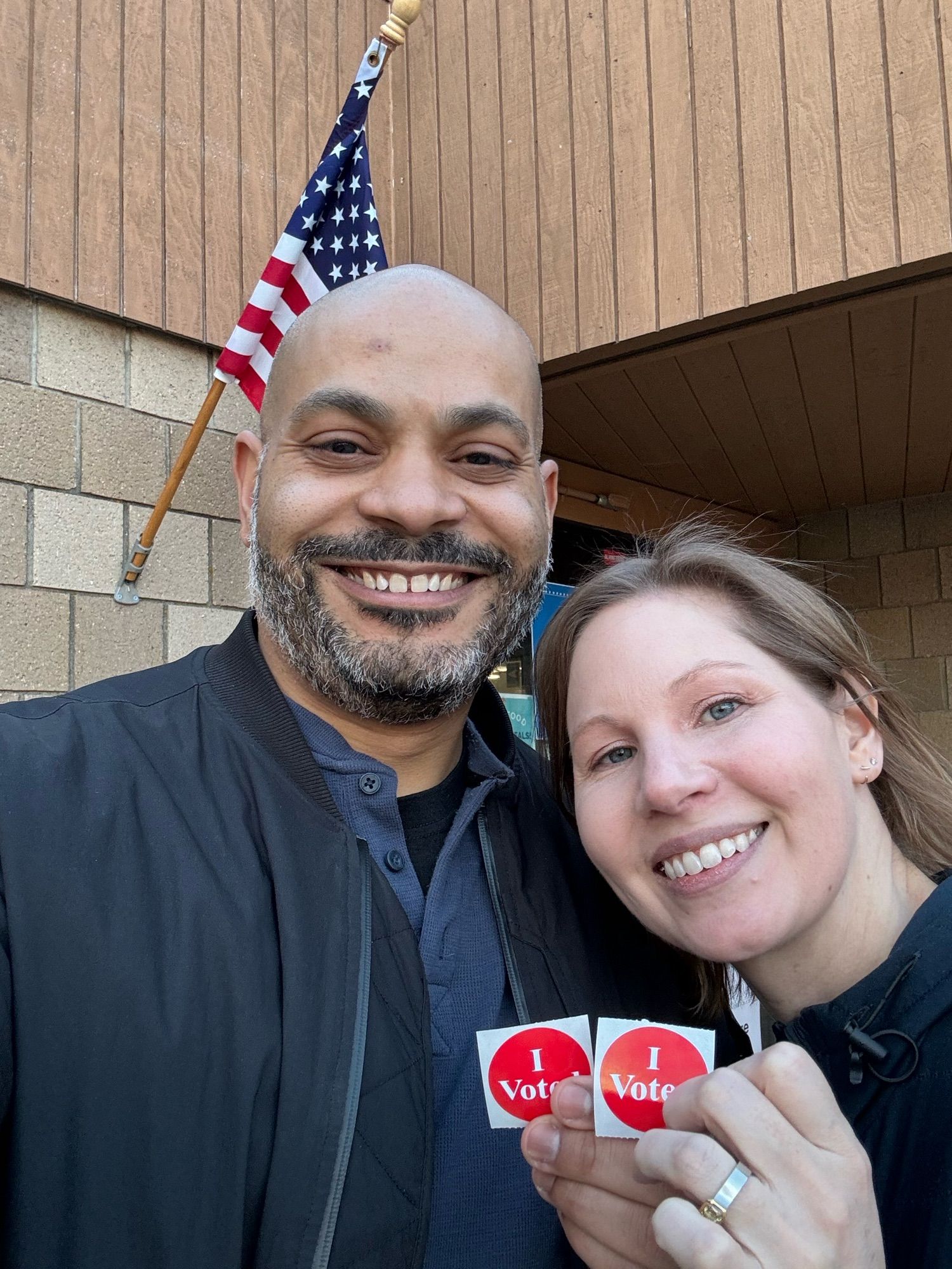 Elliott & Lindsay taking a selfie after voting