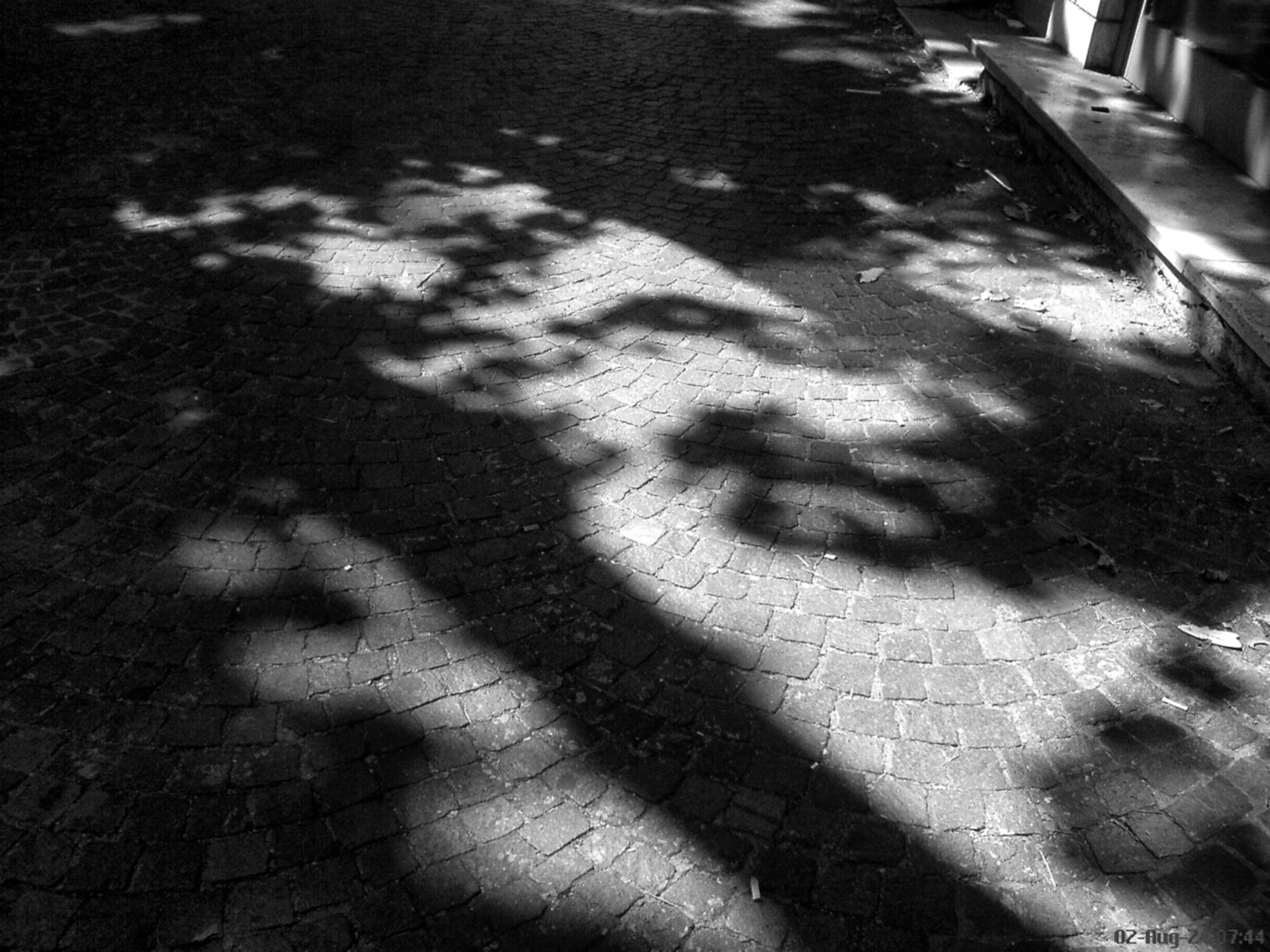 The streets of Rome - high-contrast light and shadow monochrome based on a photo from a 2006 Sony Ericsson W810i cell phone