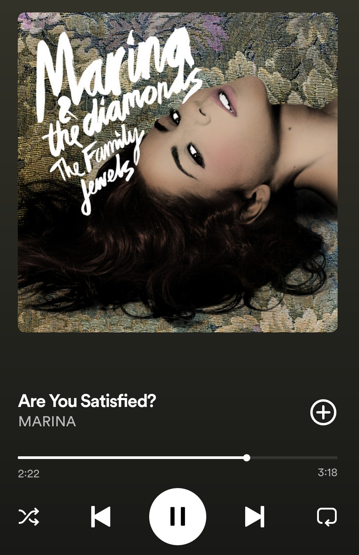 Are you Satisfied de MARINA tocando no Spotify 

