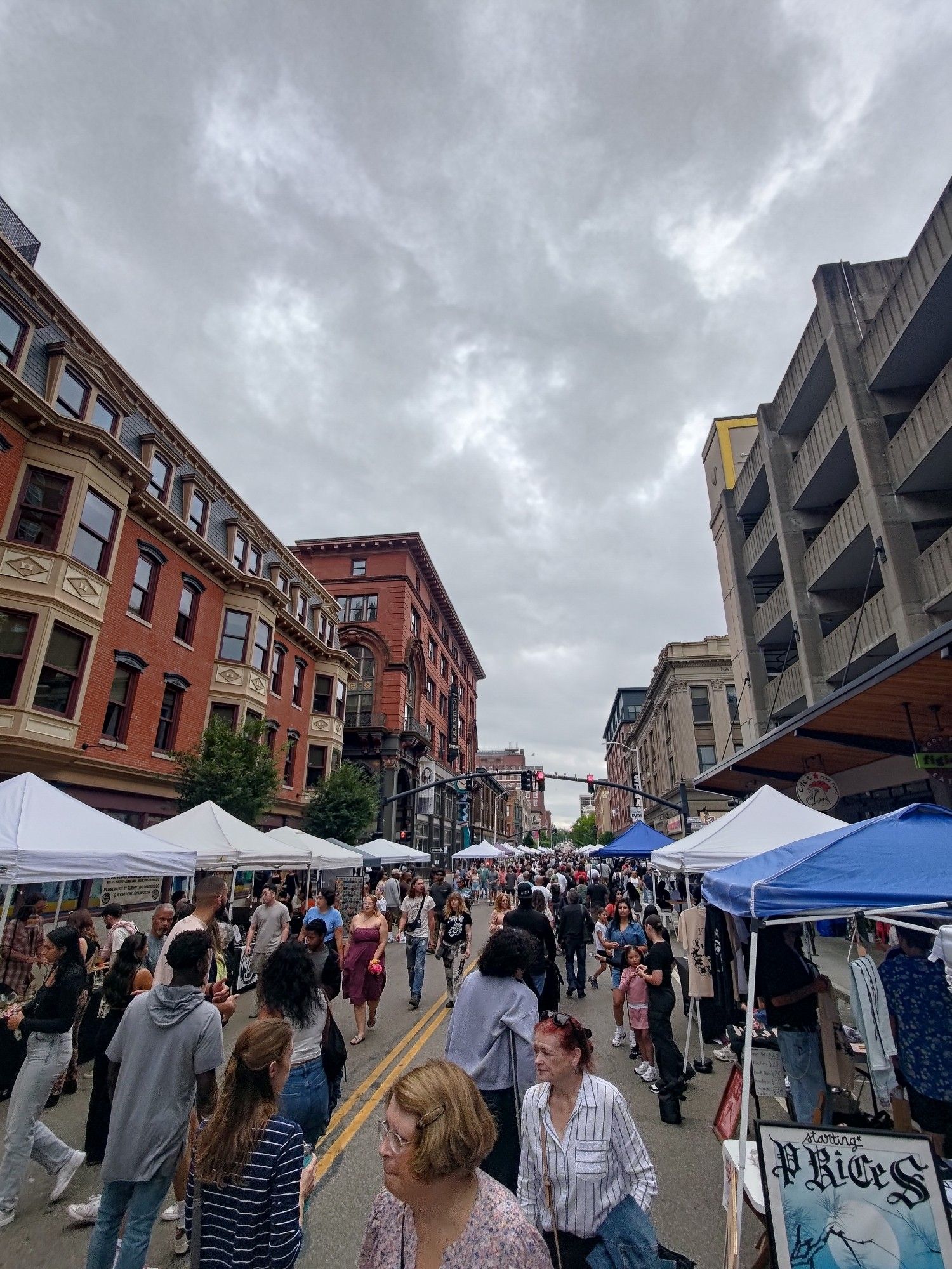 Crowded city streets of Providence