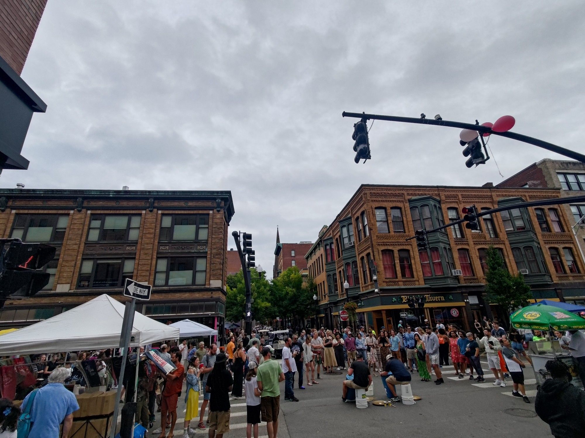 Crowded city streets of Providence