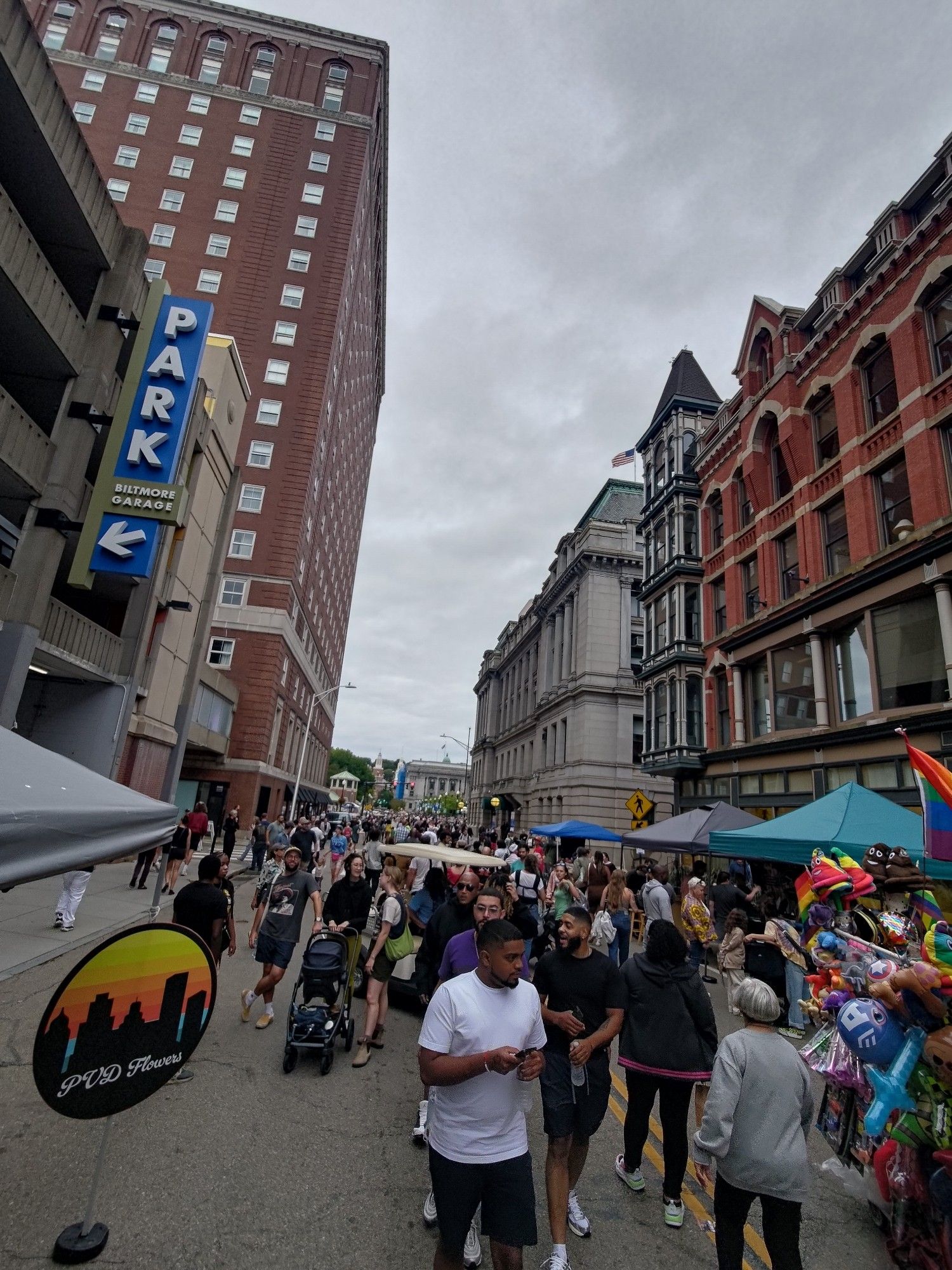 Crowded city streets of Providence