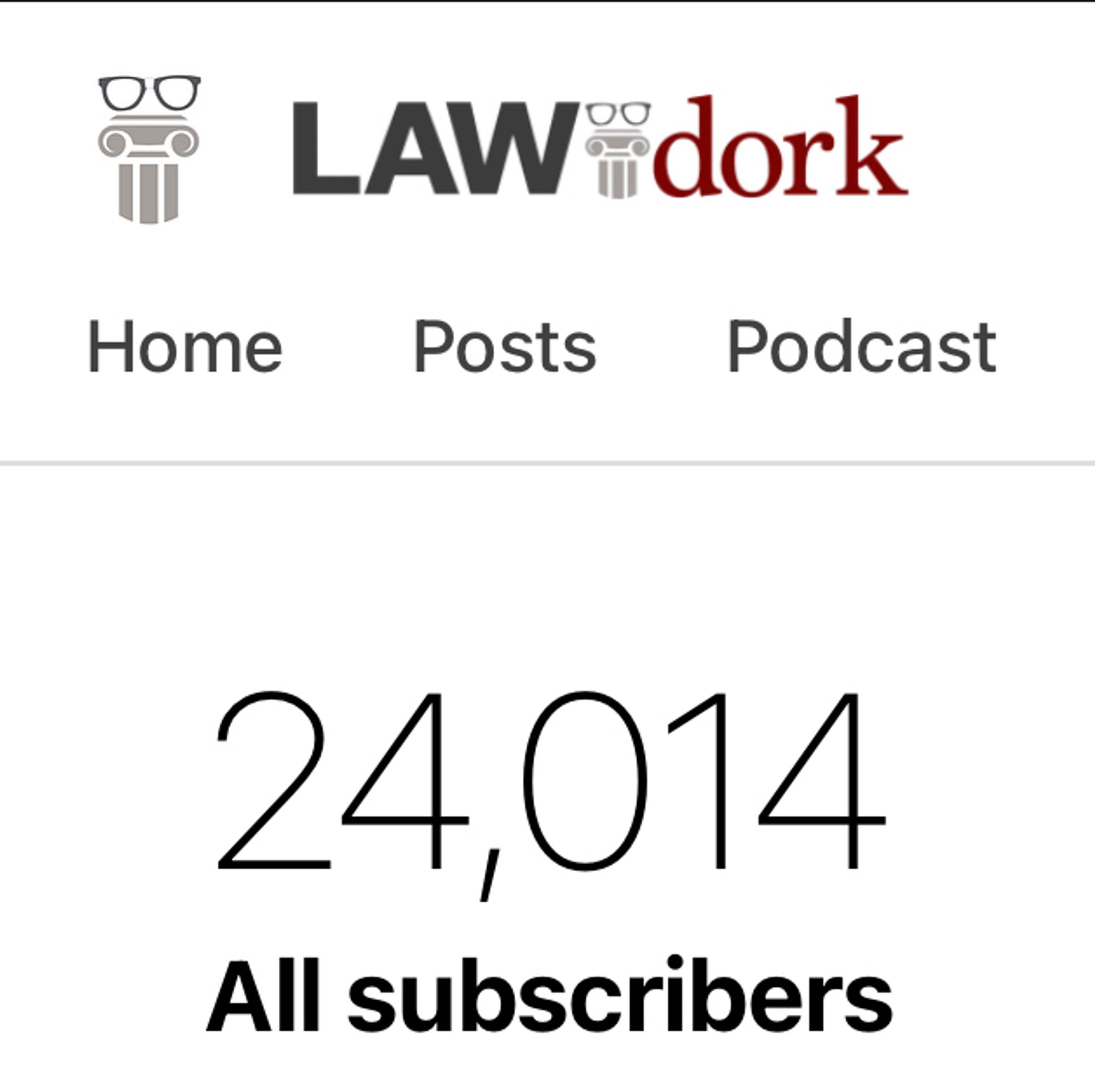 Law Dork screen cap showing 24,014 subscribers.