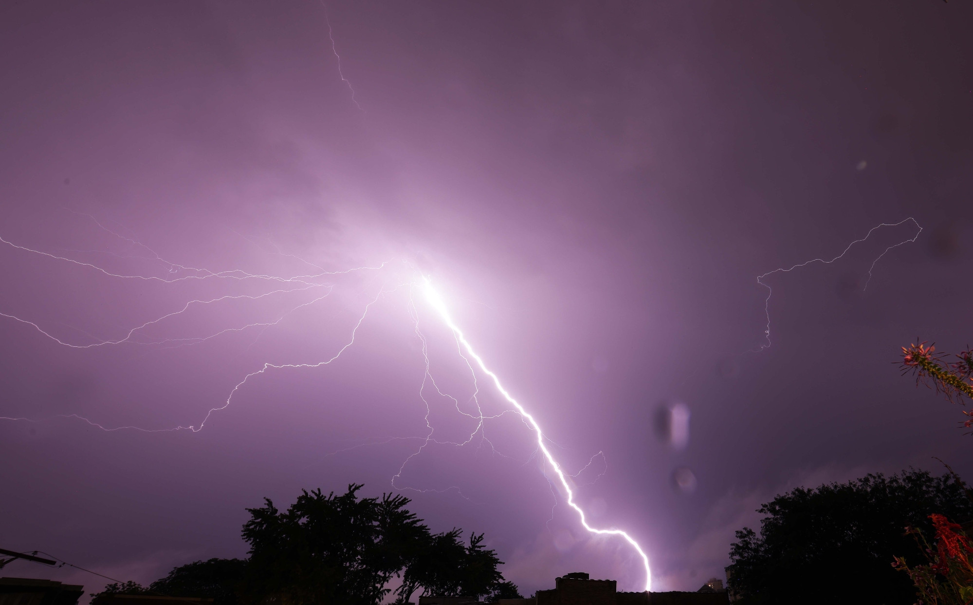 Lightning strike with many tendrils.