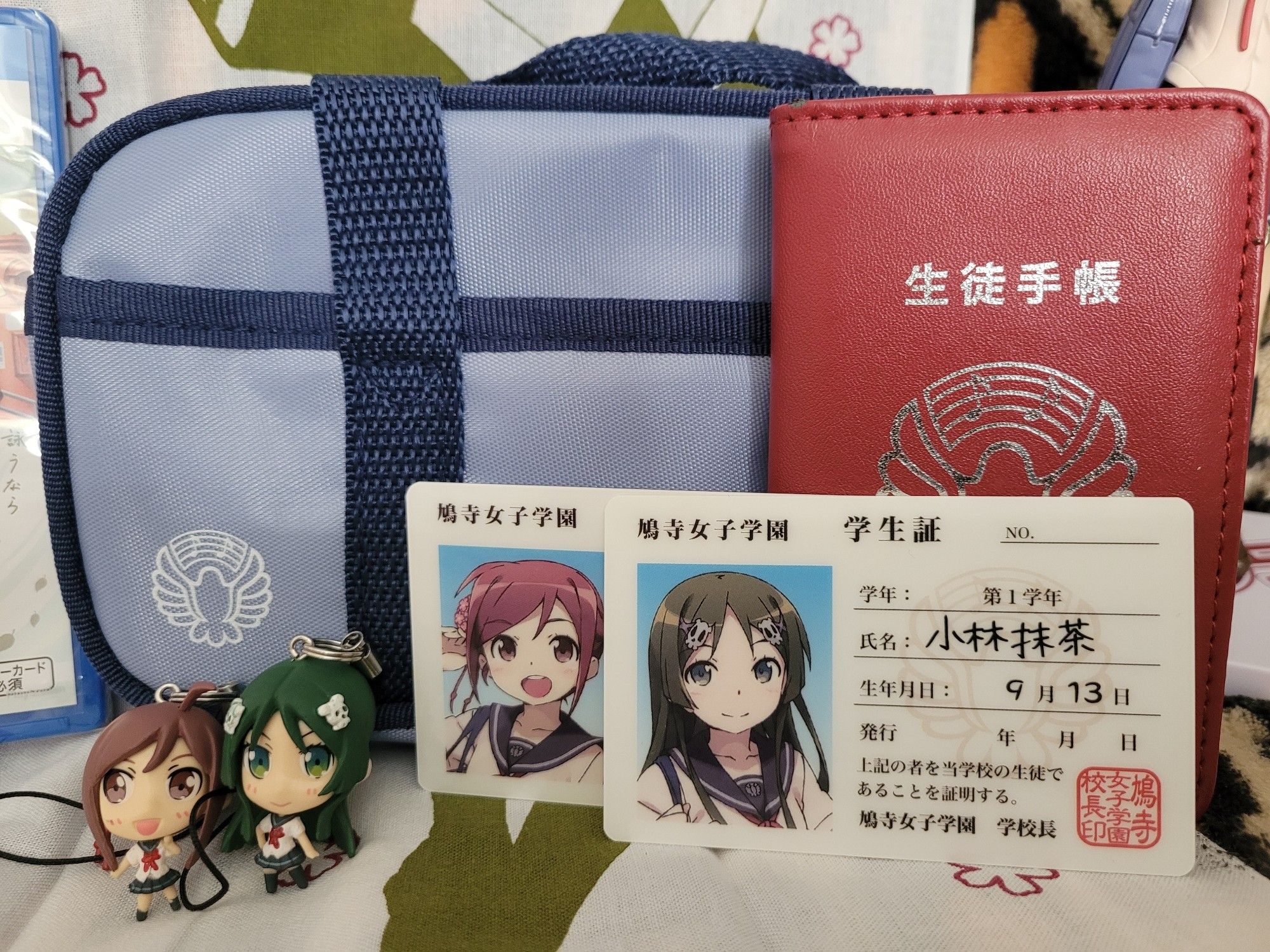 Contents of the Premium Pack - Vita pouch, mini passport, ID cards, figure keychains and copy of the game.