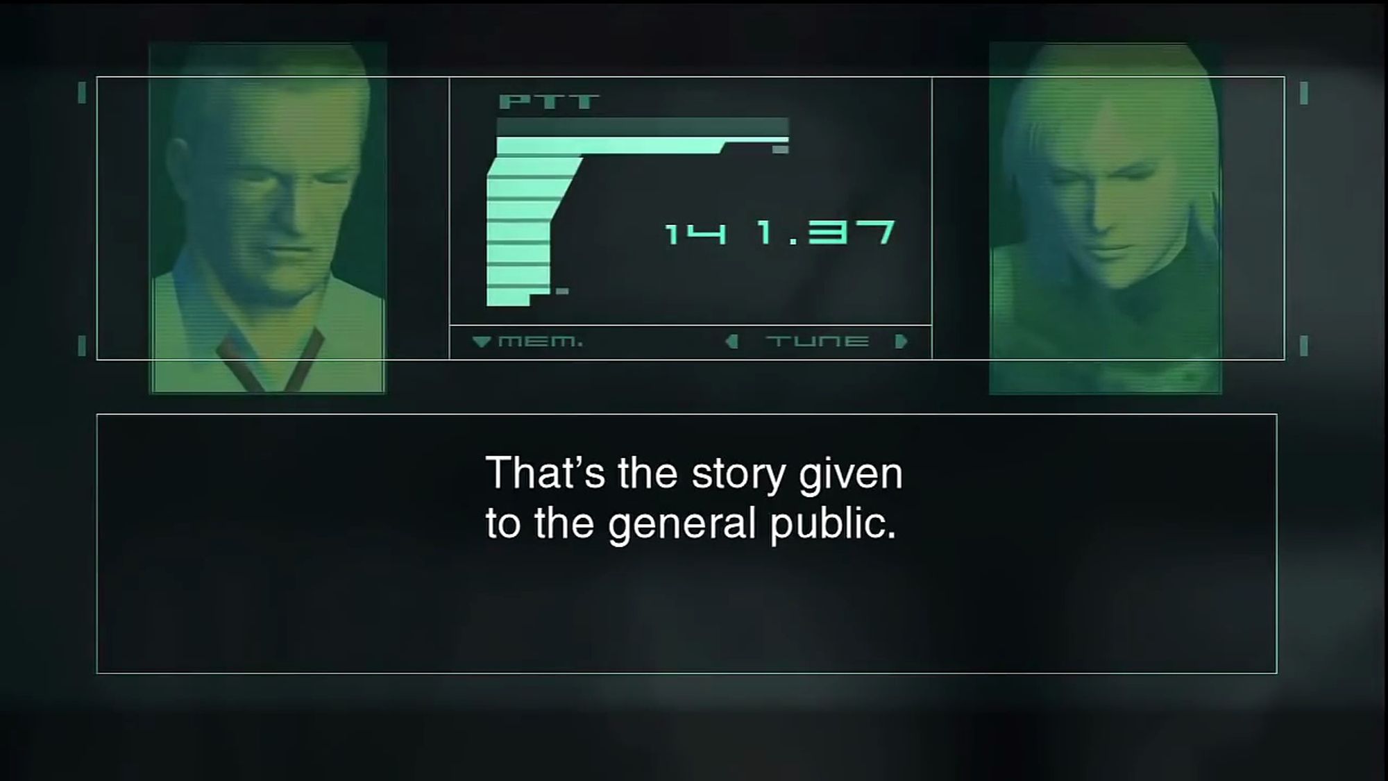 A screenshot from Metal Gear Solid 2