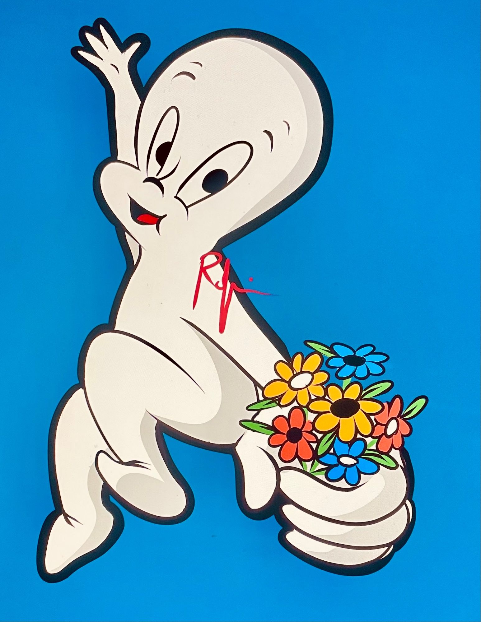 Casper holding flowers