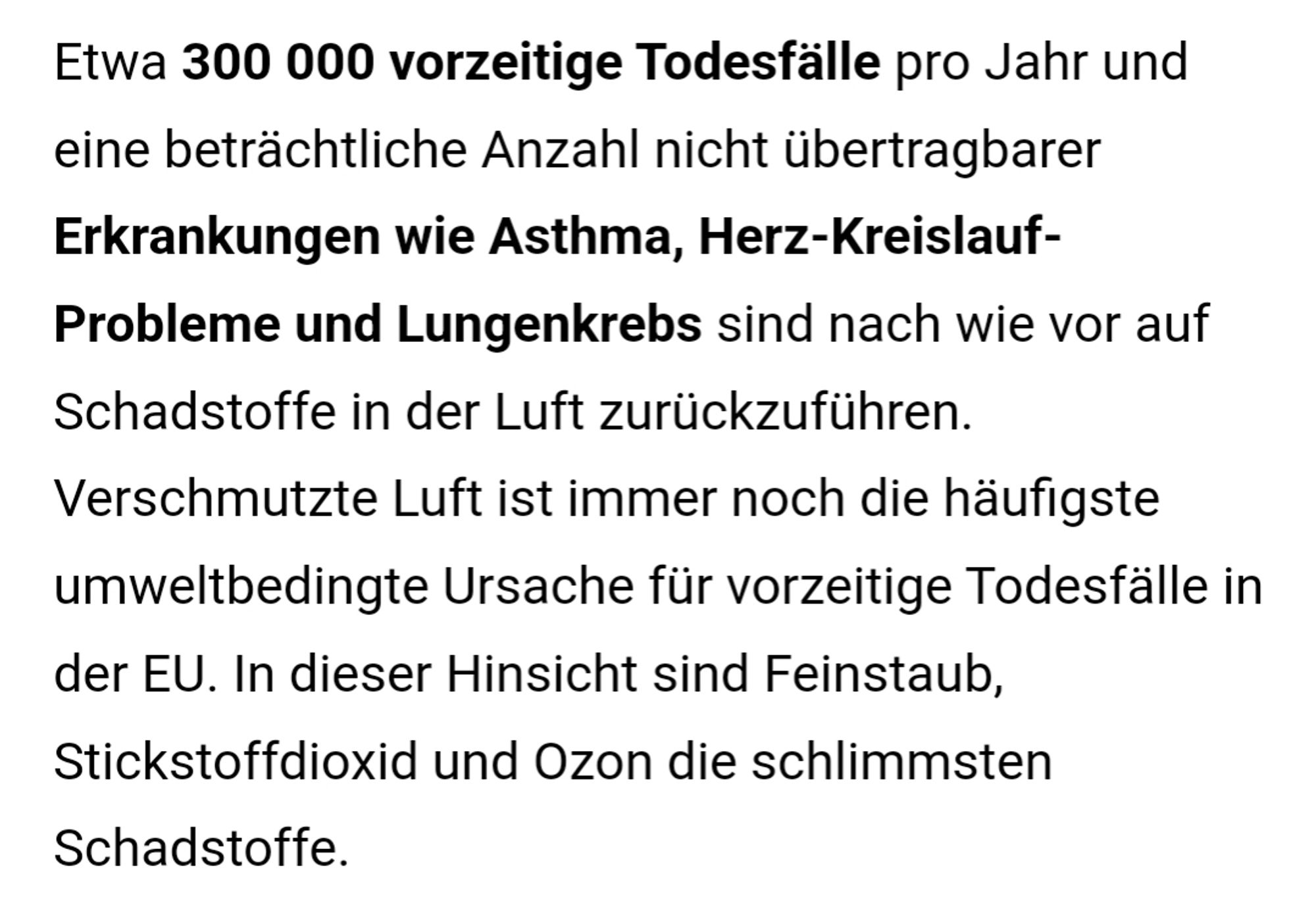 Auszug aus der offiziellen Seite der EU. Kurz: schlechte Luft ist schädlich.